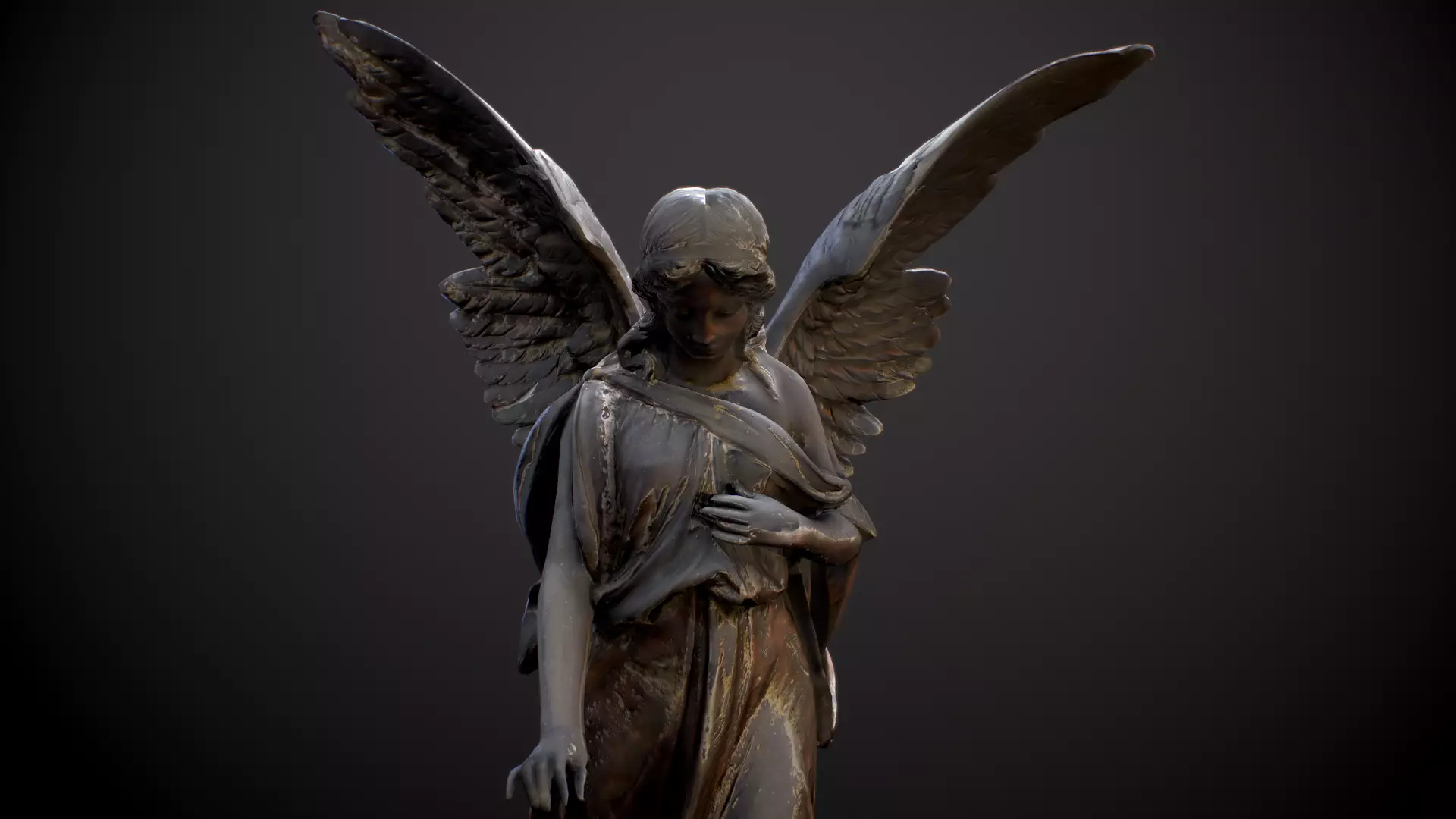 Angel Statue Low-poly 3D model_0