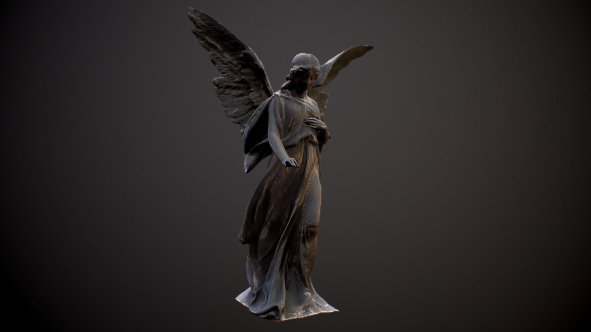Angel Statue Low-poly 3D model_2