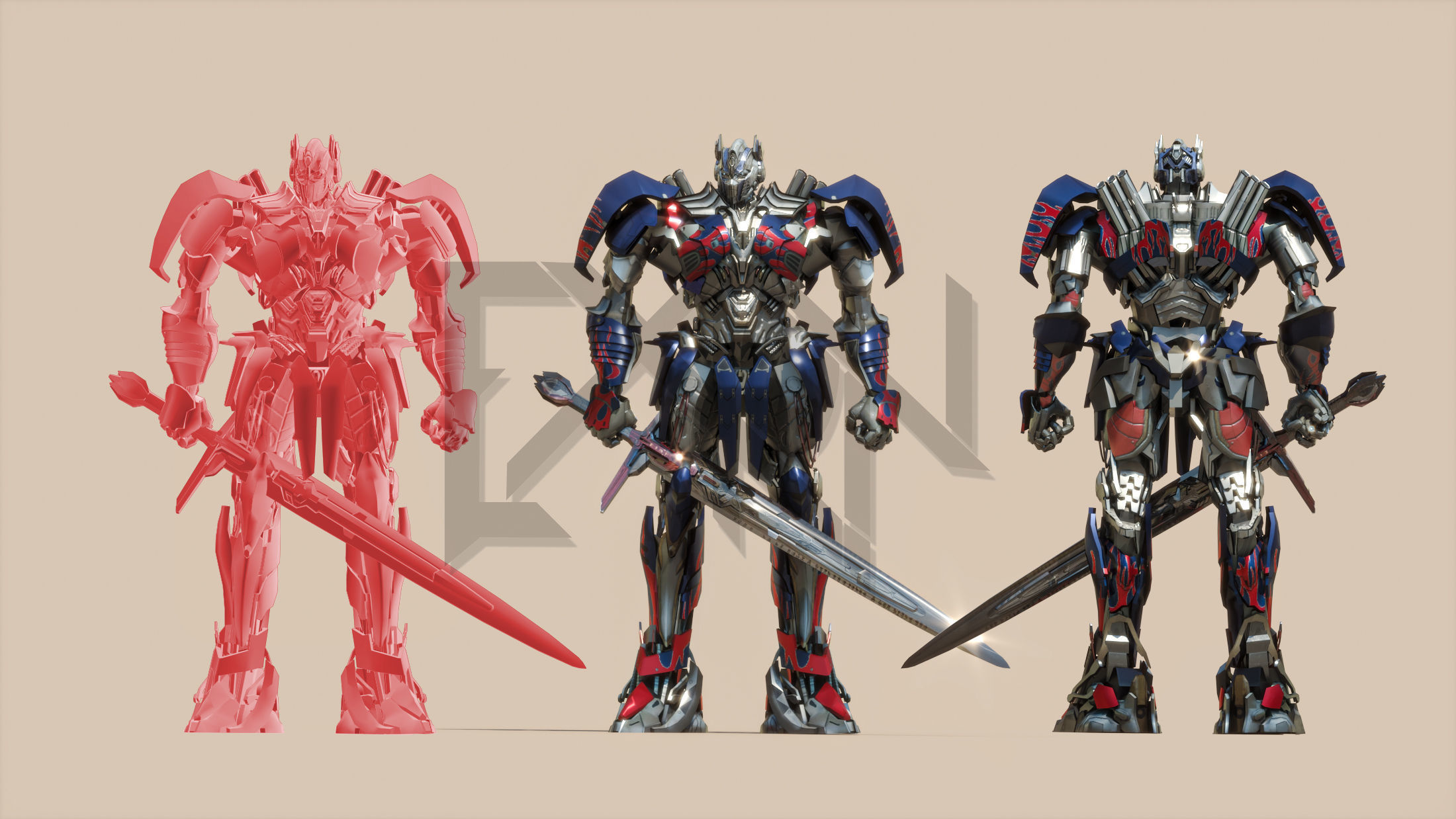 Transformers Optimus Prime DLX TLK Low-poly 3D model_7