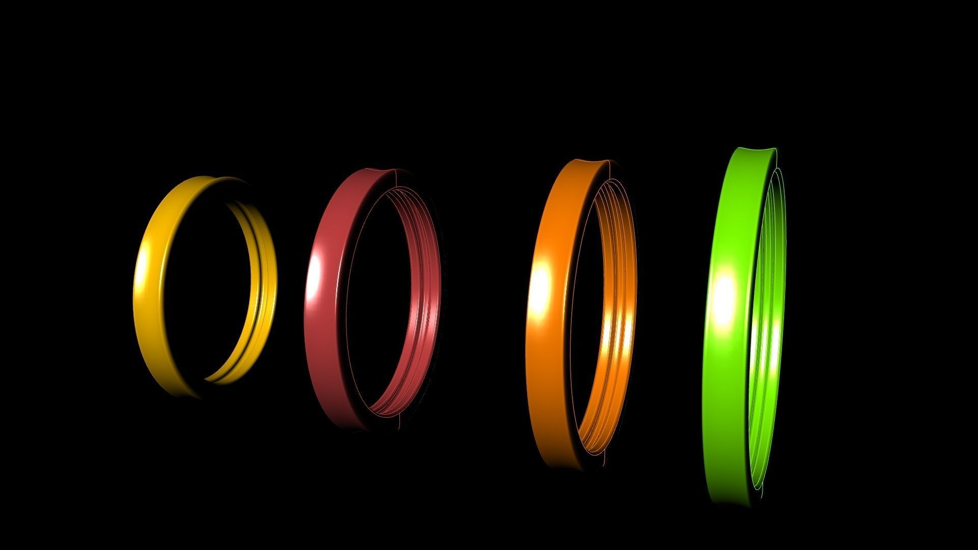 4 sizes plain profile wedding band stl verified 3D print model_35