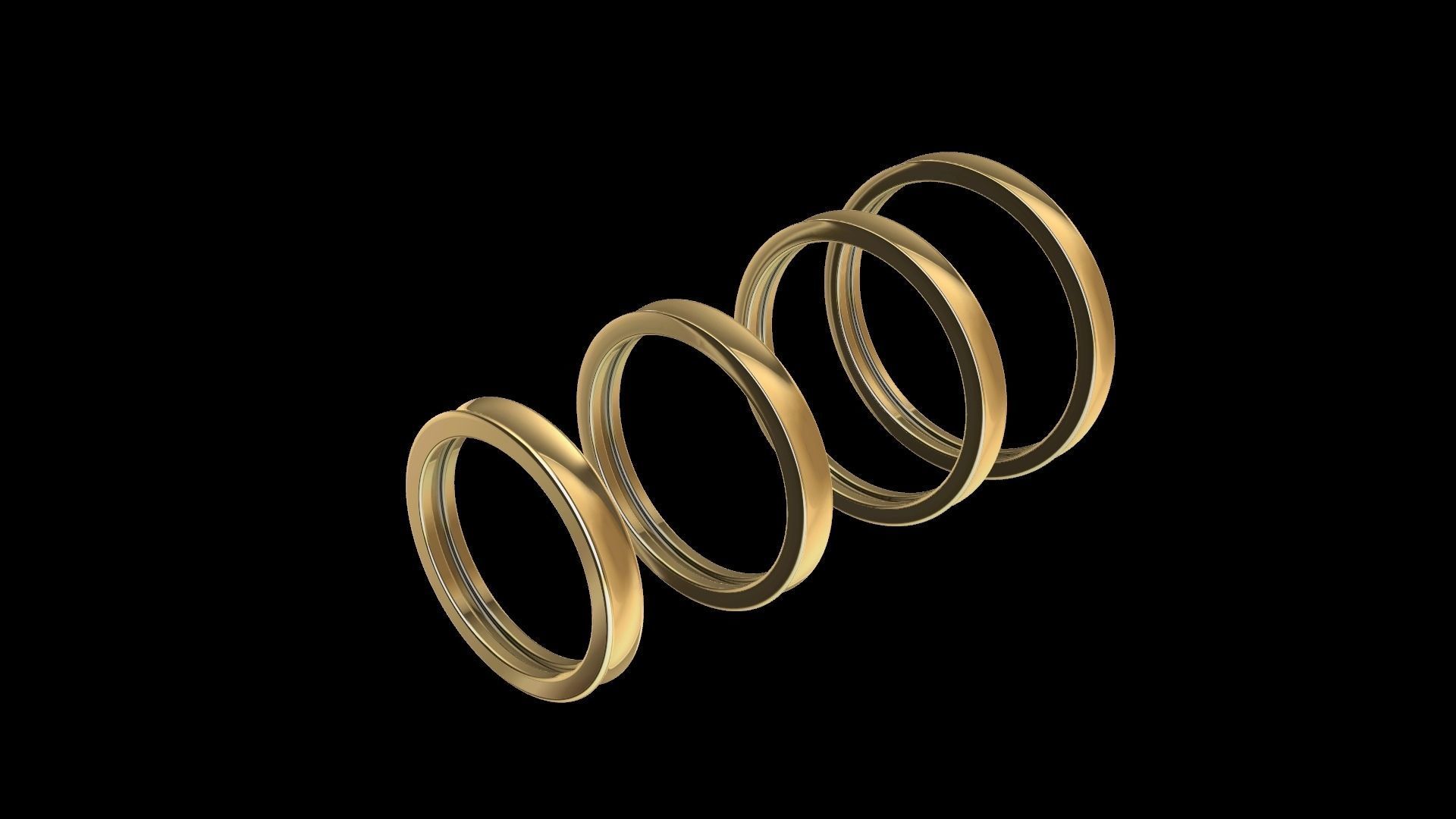 4 sizes plain profile wedding band stl verified 3D print model_12