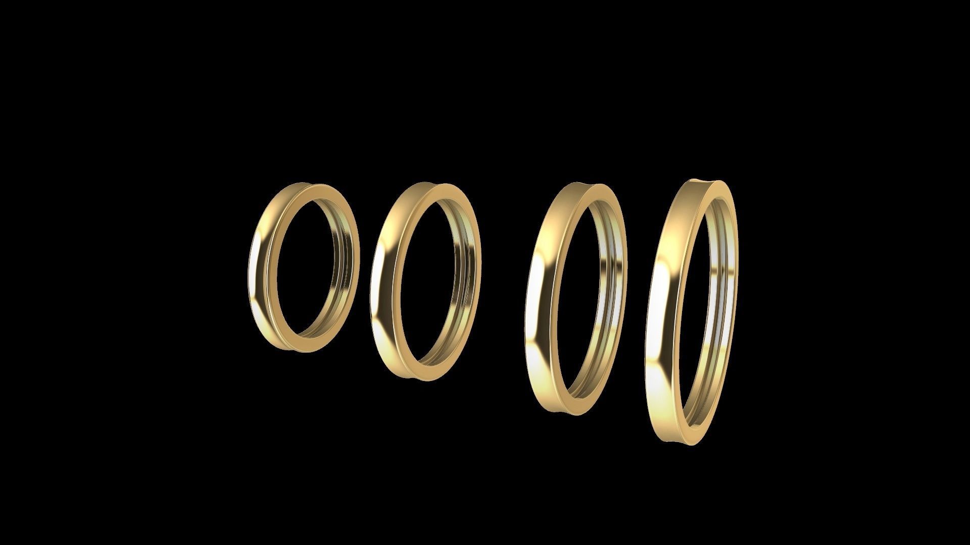 4 sizes plain profile wedding band stl verified 3D print model_10