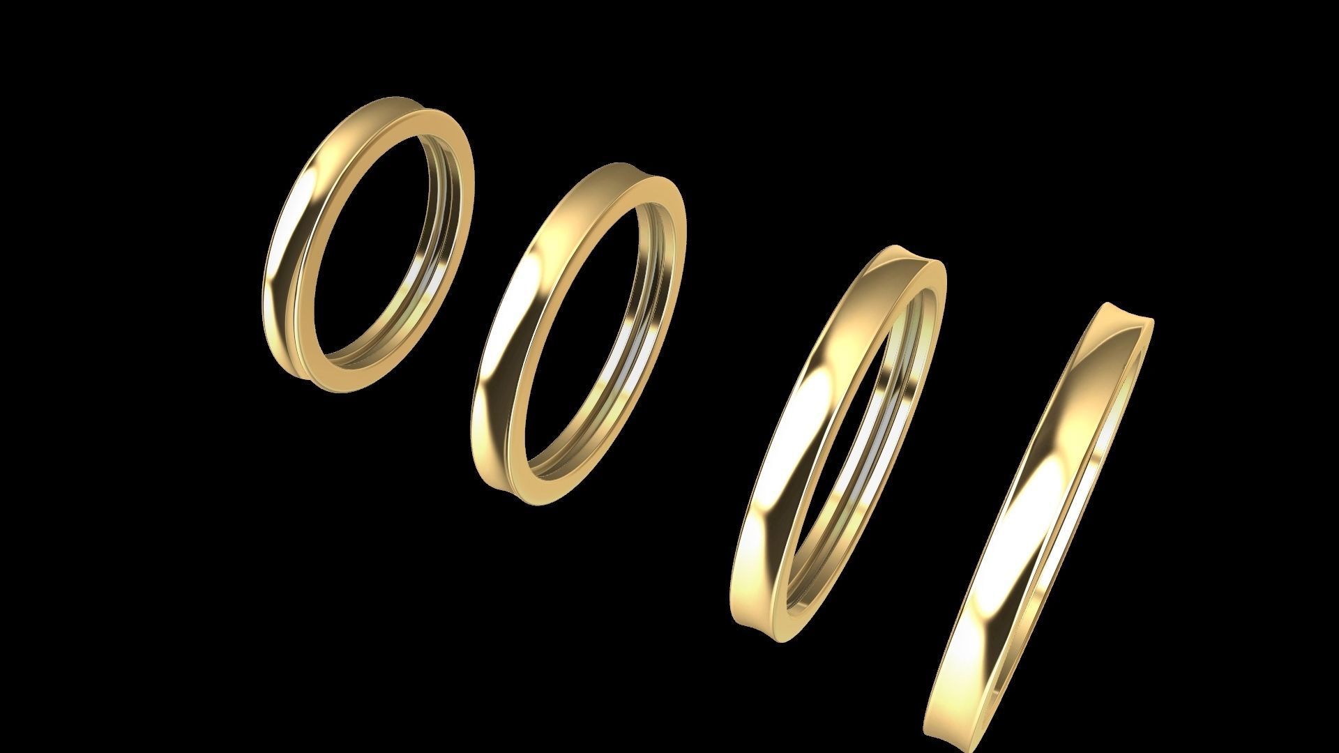 4 sizes plain profile wedding band stl verified 3D print model_16