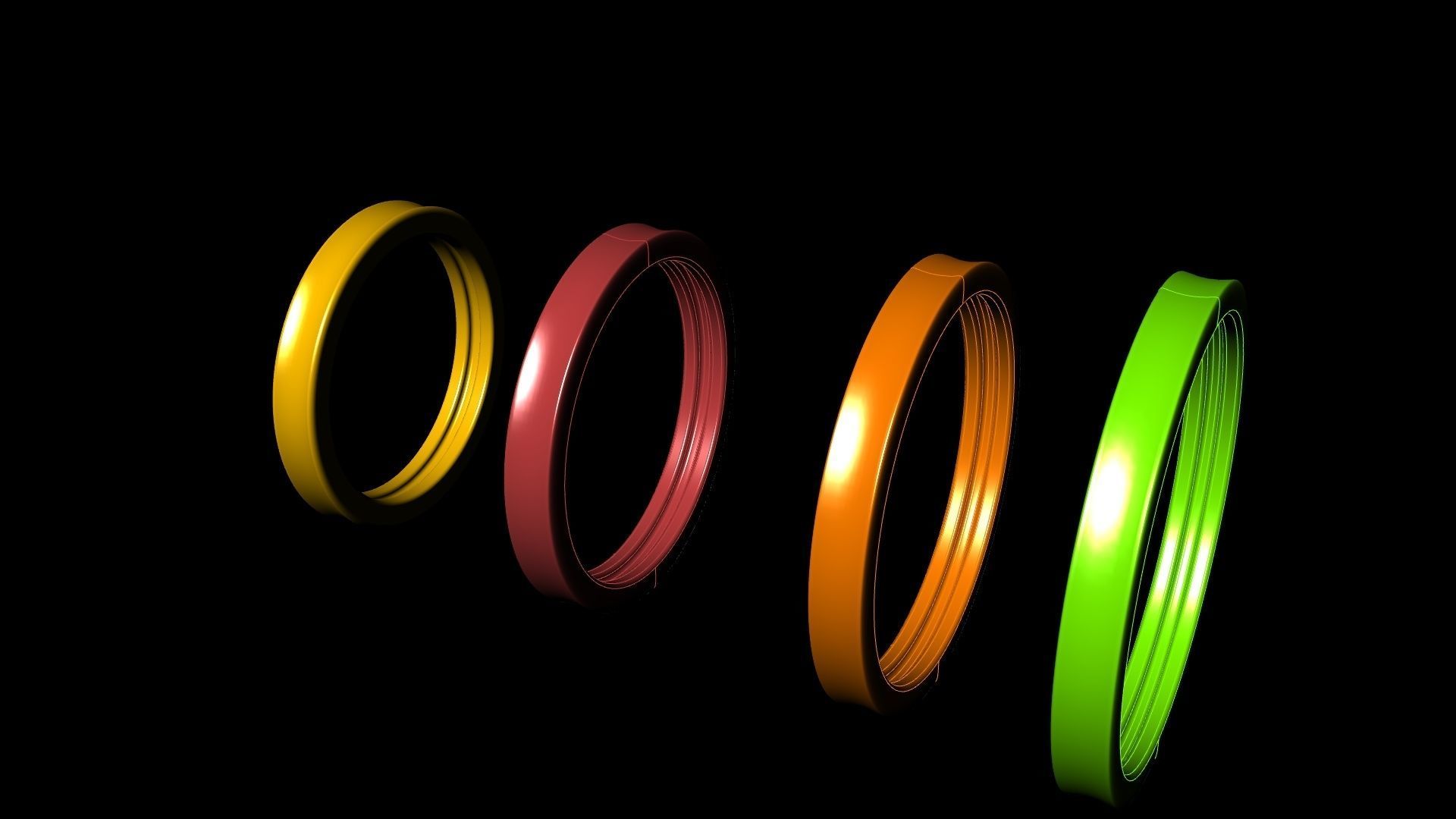 4 sizes plain profile wedding band stl verified 3D print model_25