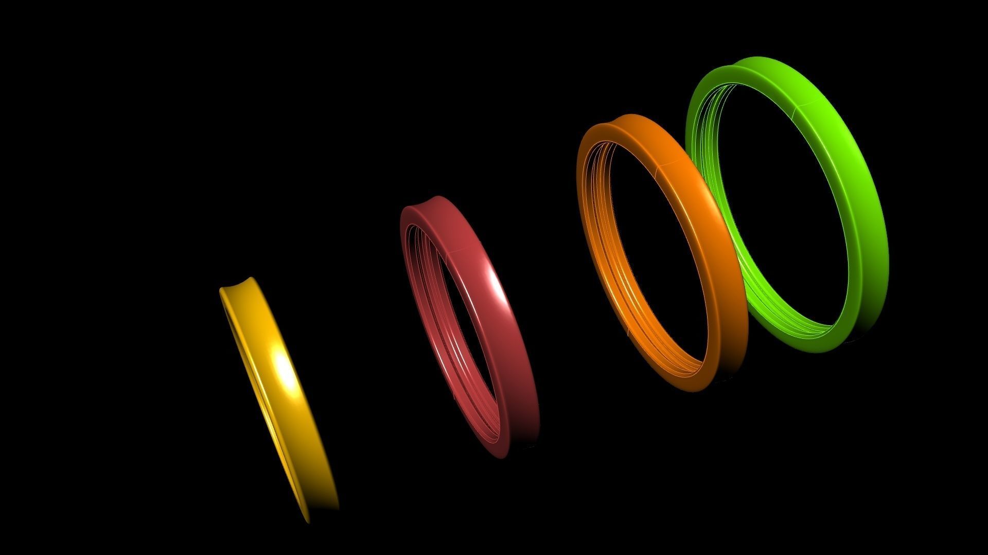 4 sizes plain profile wedding band stl verified 3D print model_24