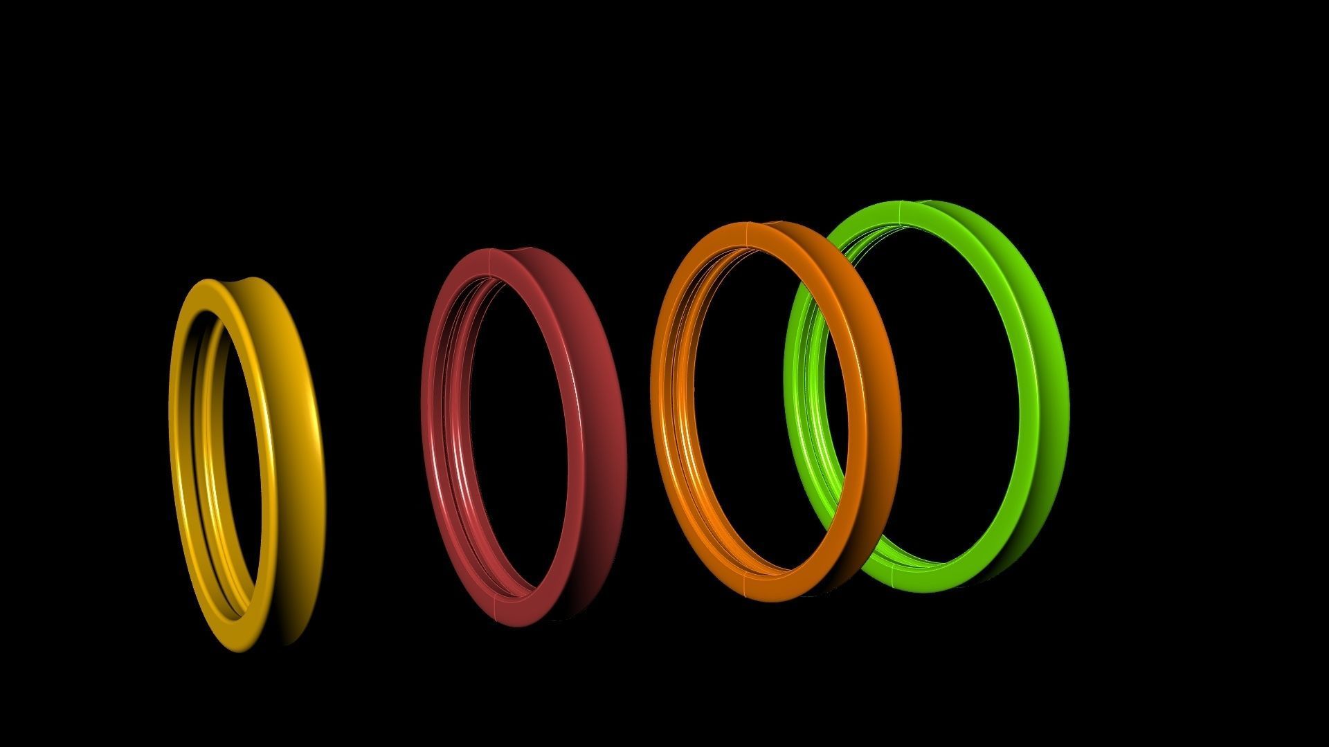 4 sizes plain profile wedding band stl verified 3D print model_53