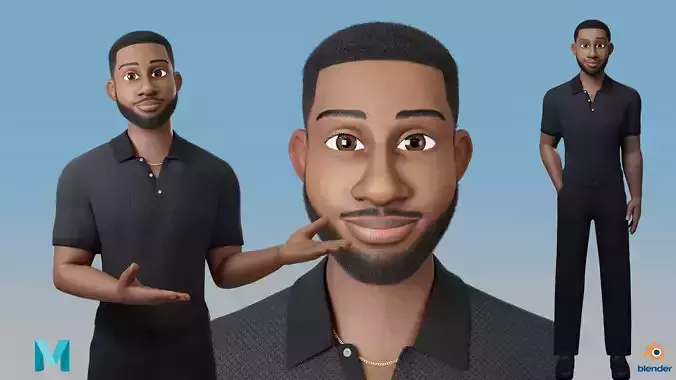 African Stylized Man Rigged 3D model