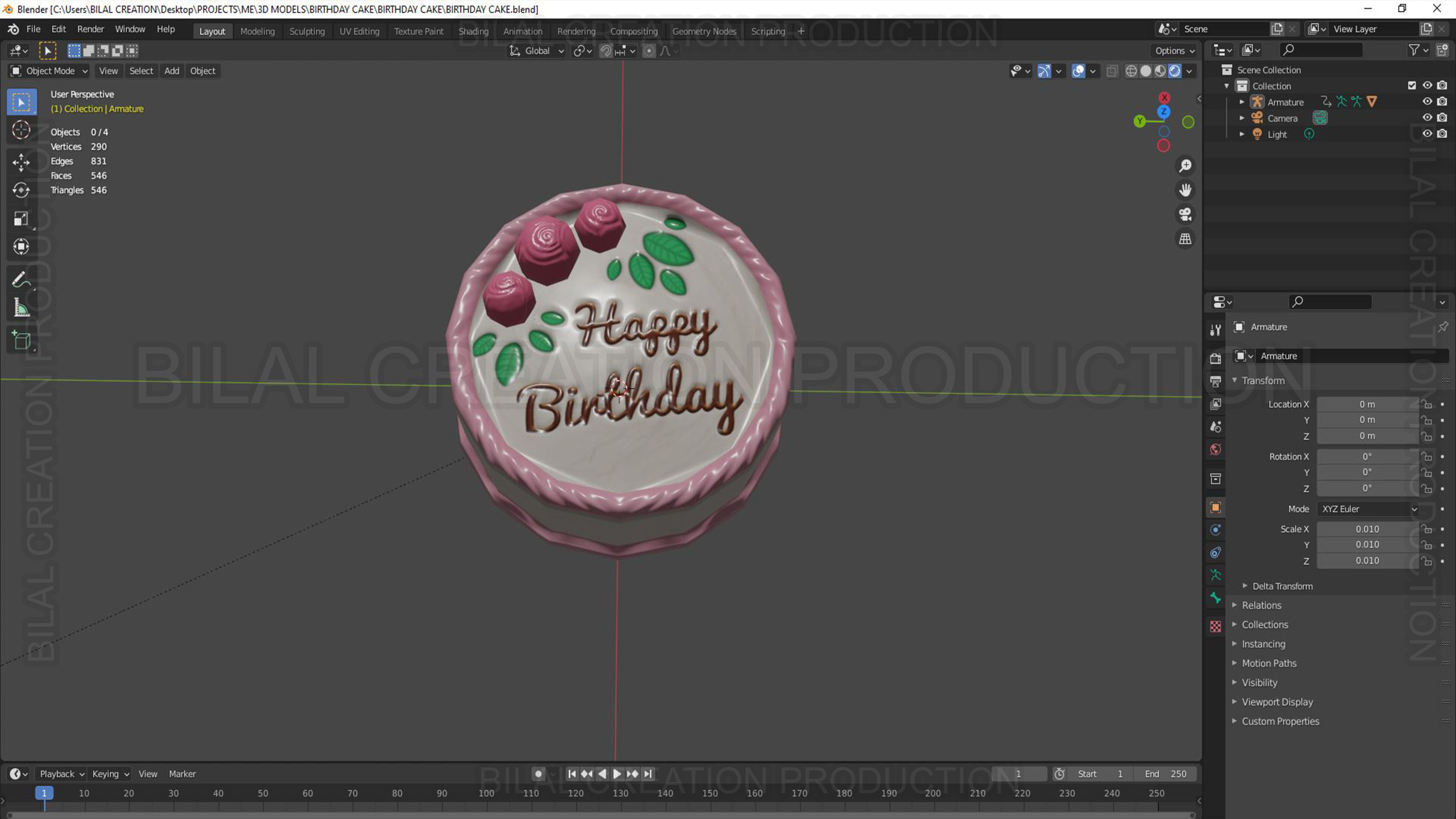 BIRTHDAY CAKE Low-poly 3D model_14