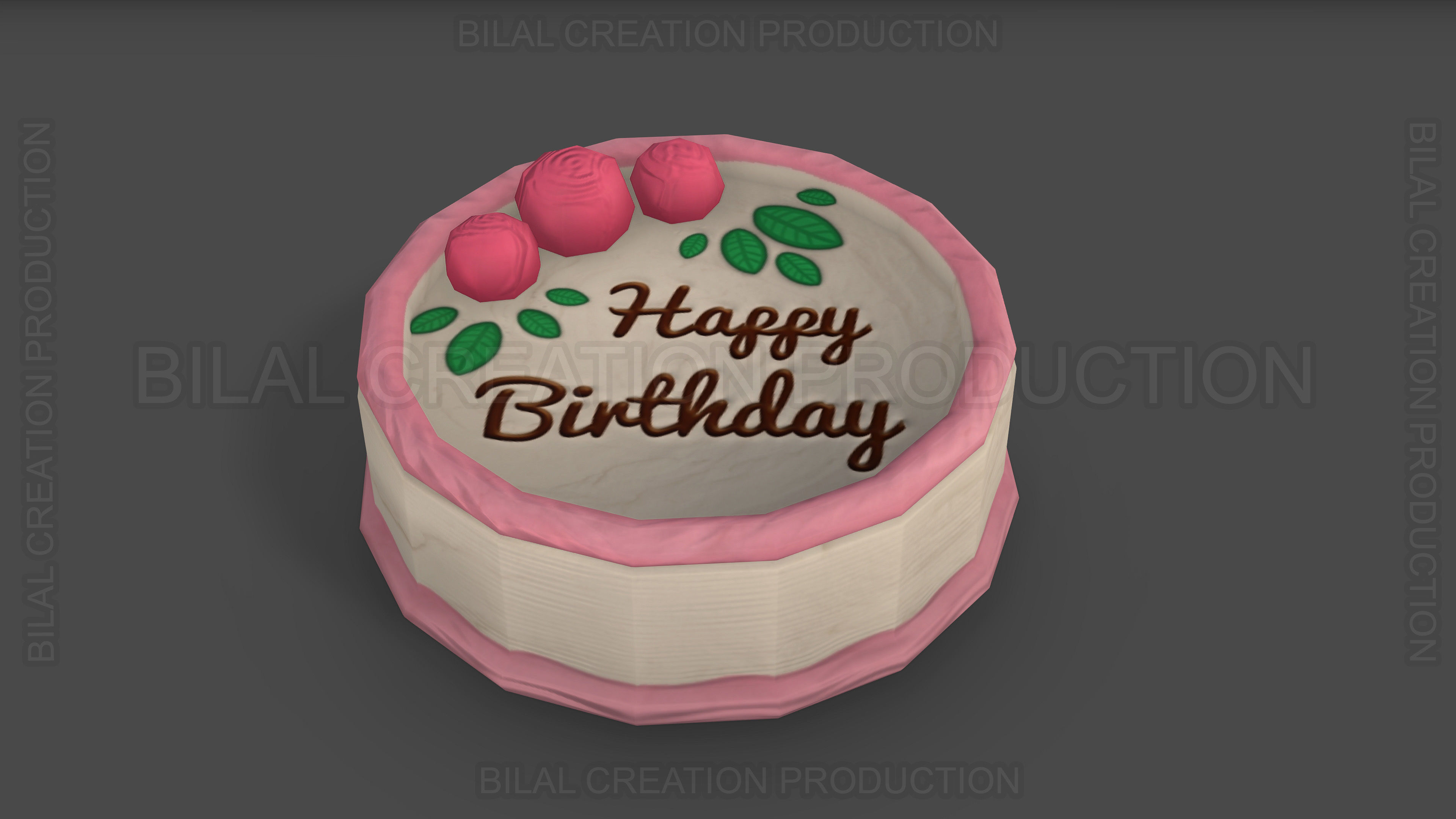 BIRTHDAY CAKE Low-poly 3D model_6