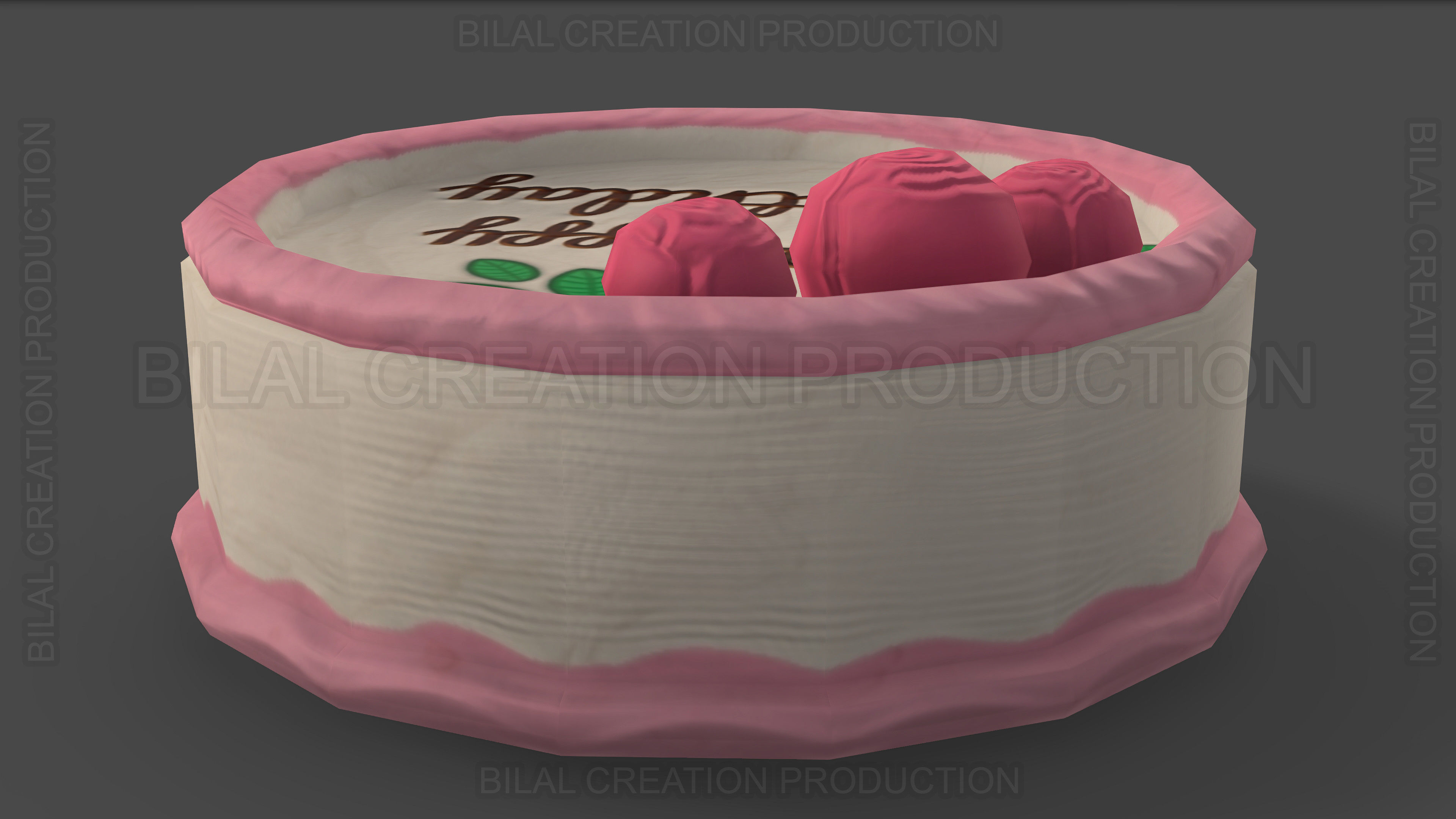 BIRTHDAY CAKE Low-poly 3D model_9