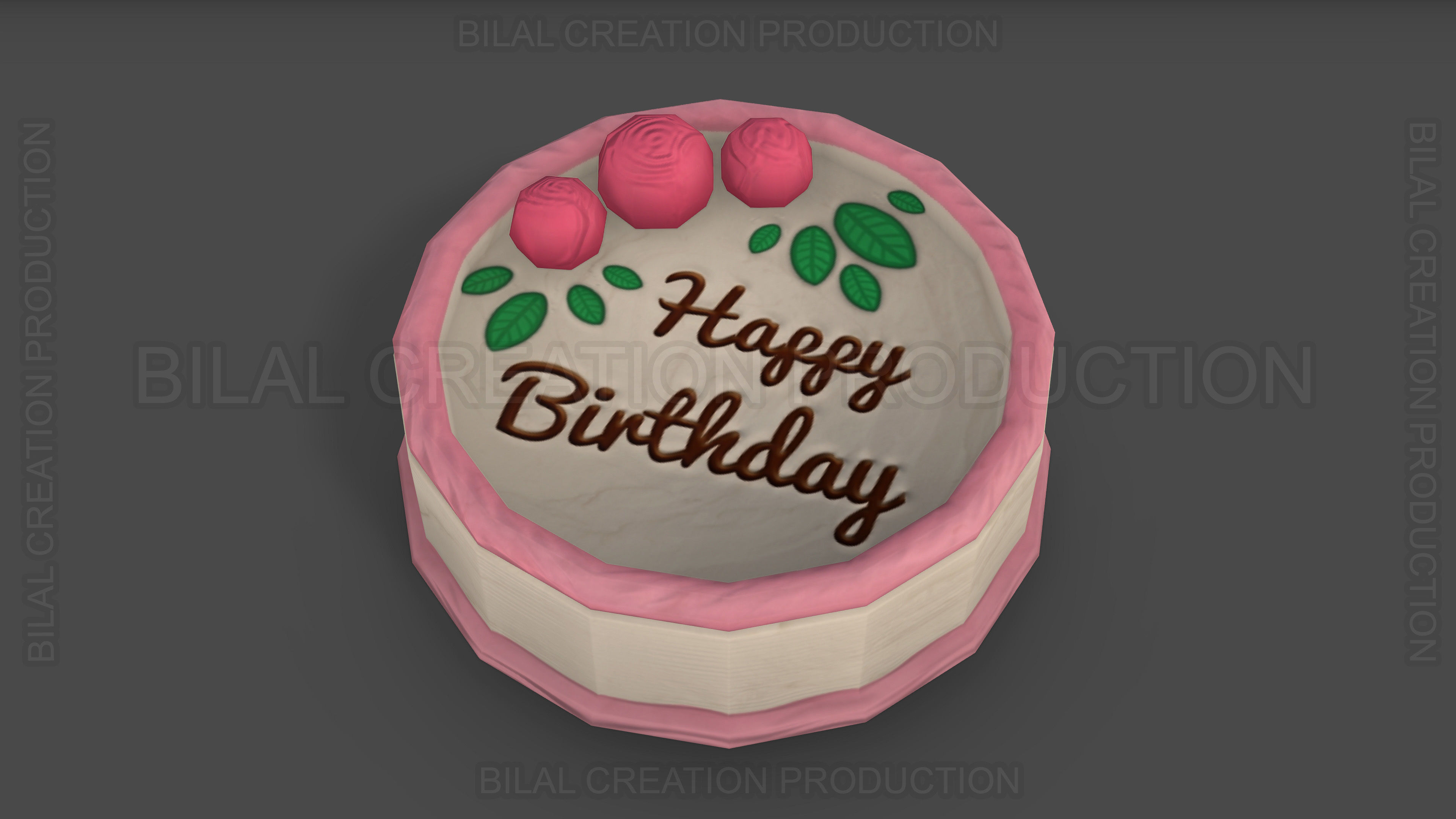 BIRTHDAY CAKE Low-poly 3D model_2