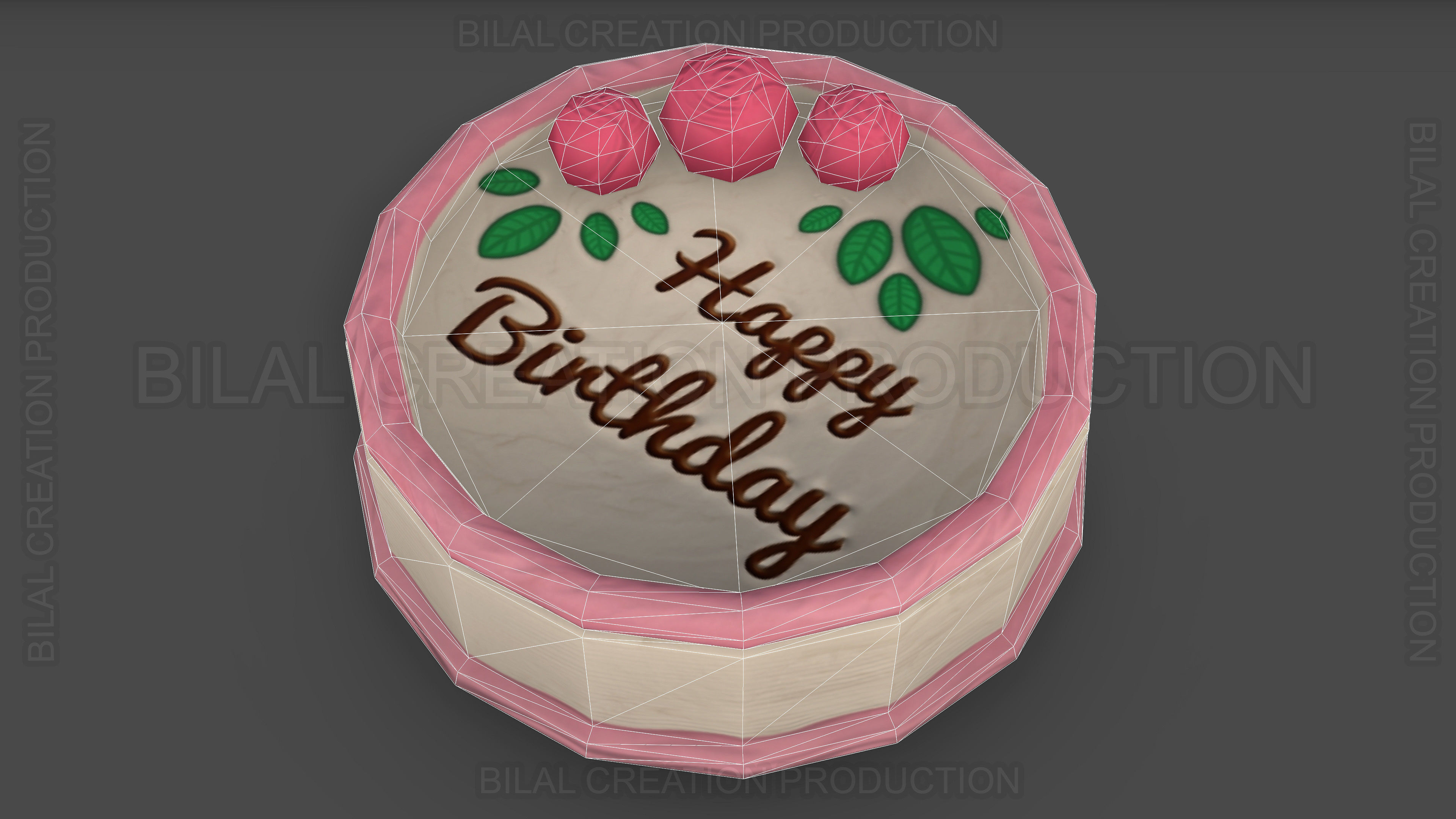 BIRTHDAY CAKE Low-poly 3D model_15
