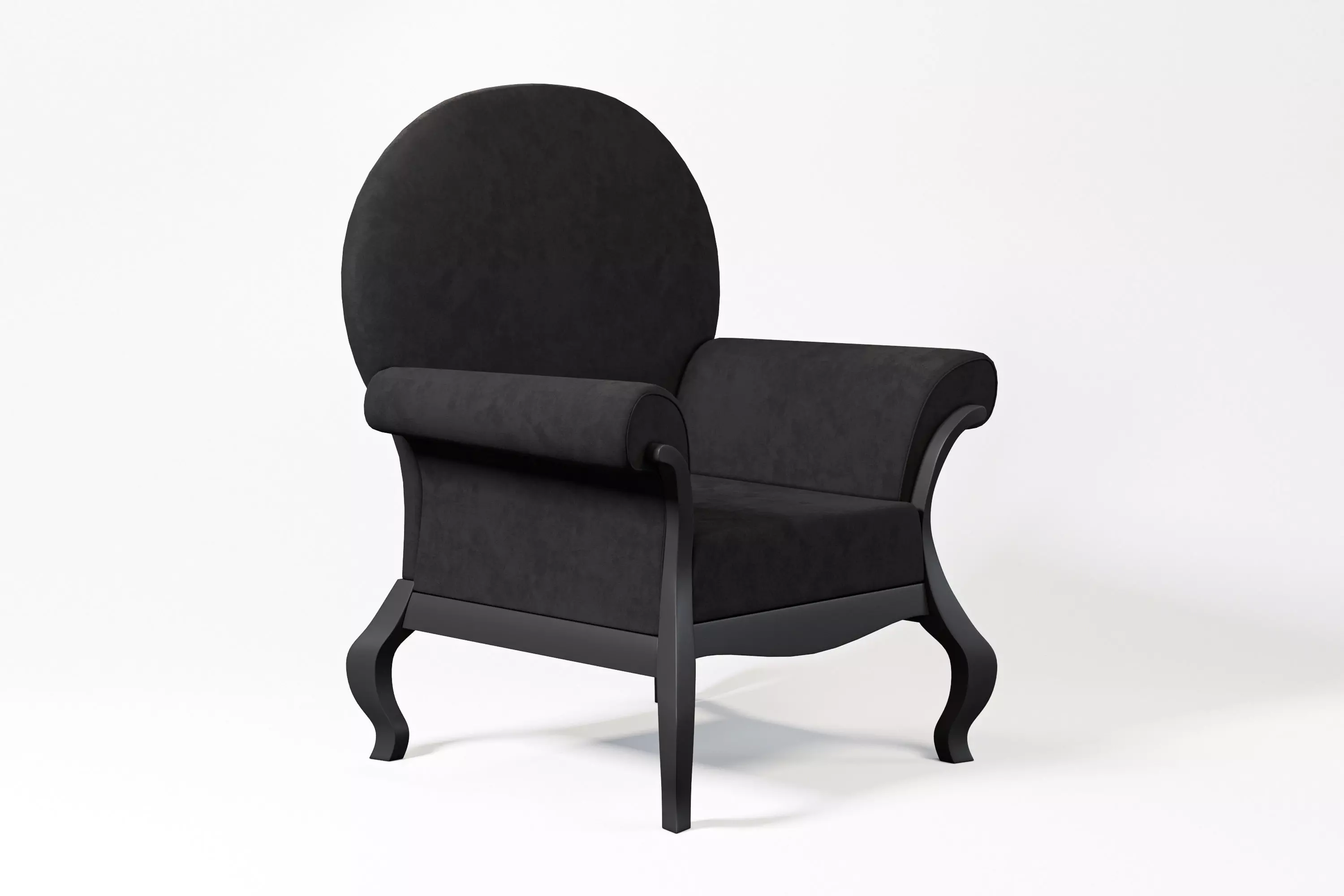 Black Armchair 3D model_0