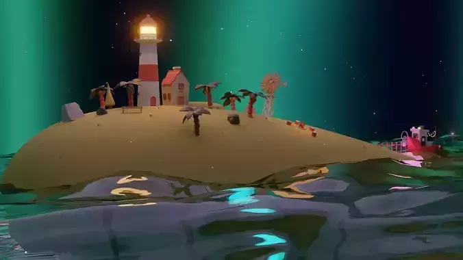 Whale Farm Island 3D Illustration