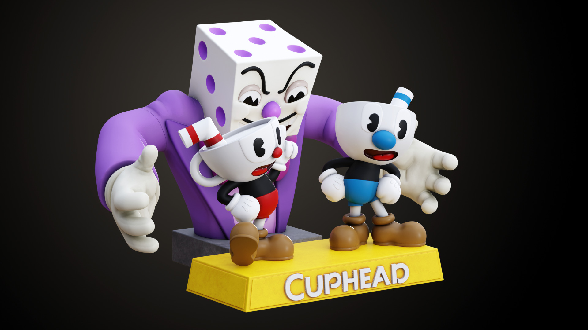 Cuphead Mugman and Dice King 3D print model_1