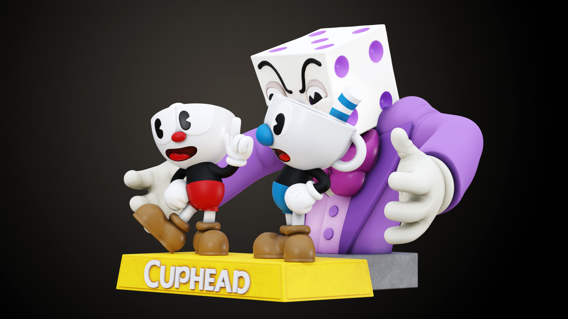 Cuphead Mugman and Dice King 3D print model_2