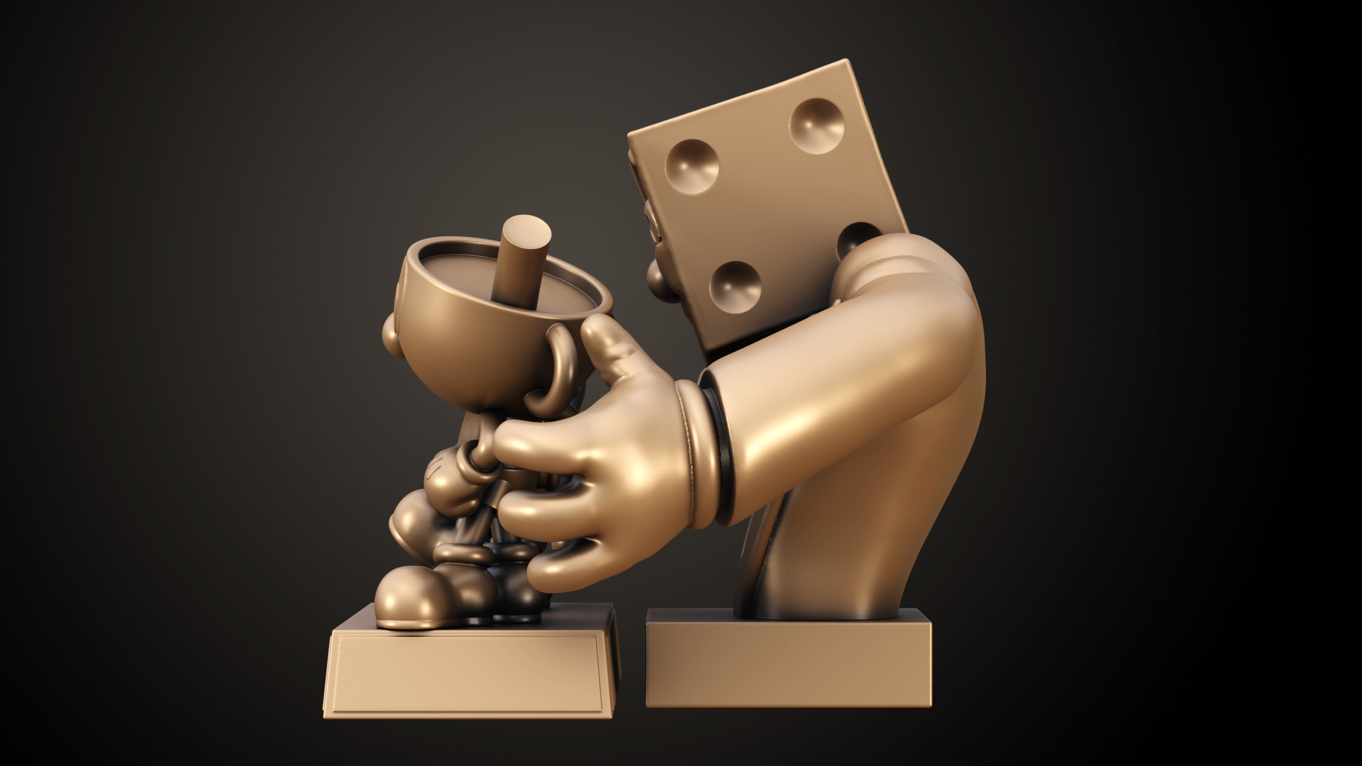 Cuphead Mugman and Dice King 3D print model_11