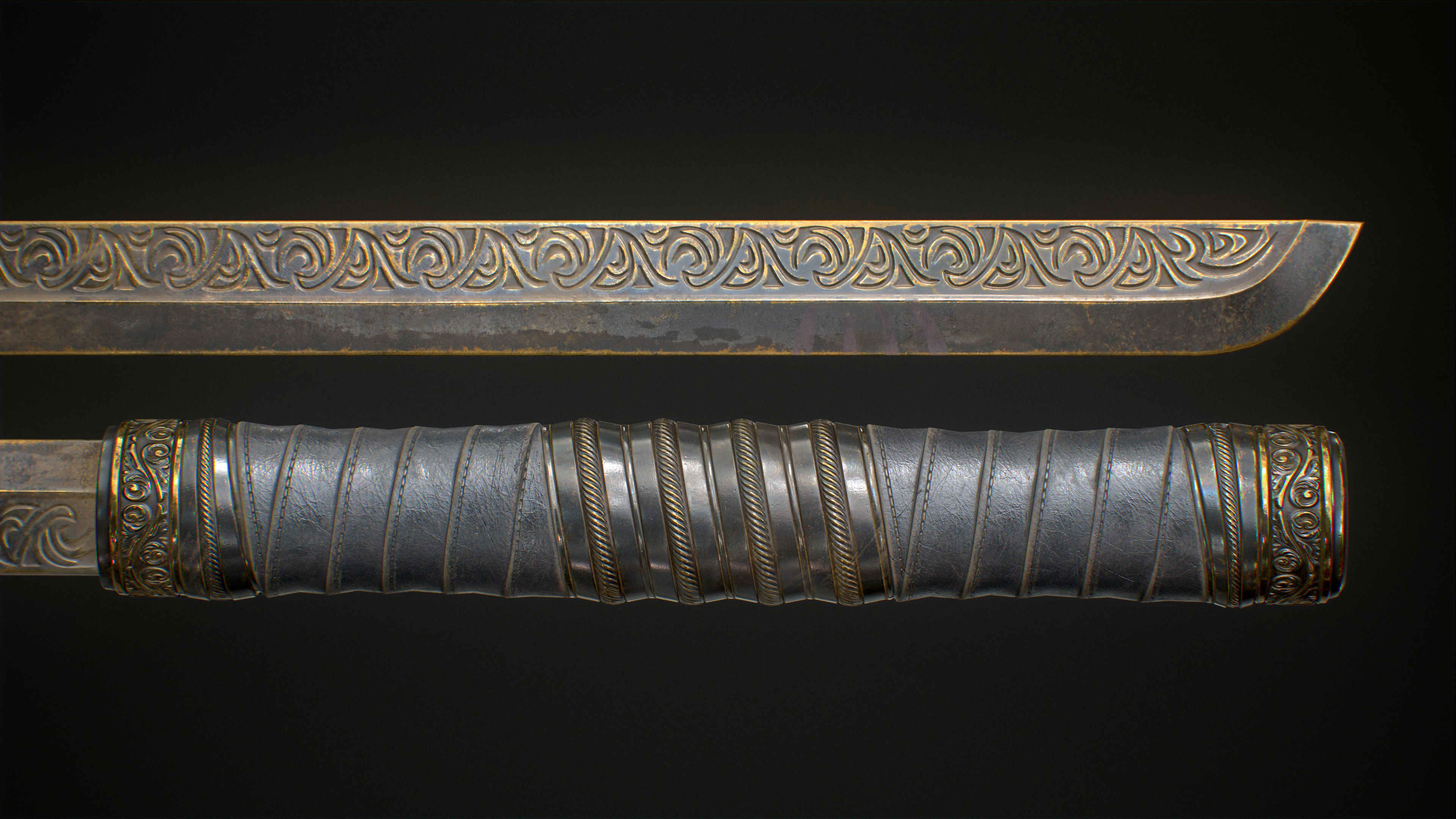 Ornamental sword Low-poly Game-Ready PBR Low-poly 3D model_7