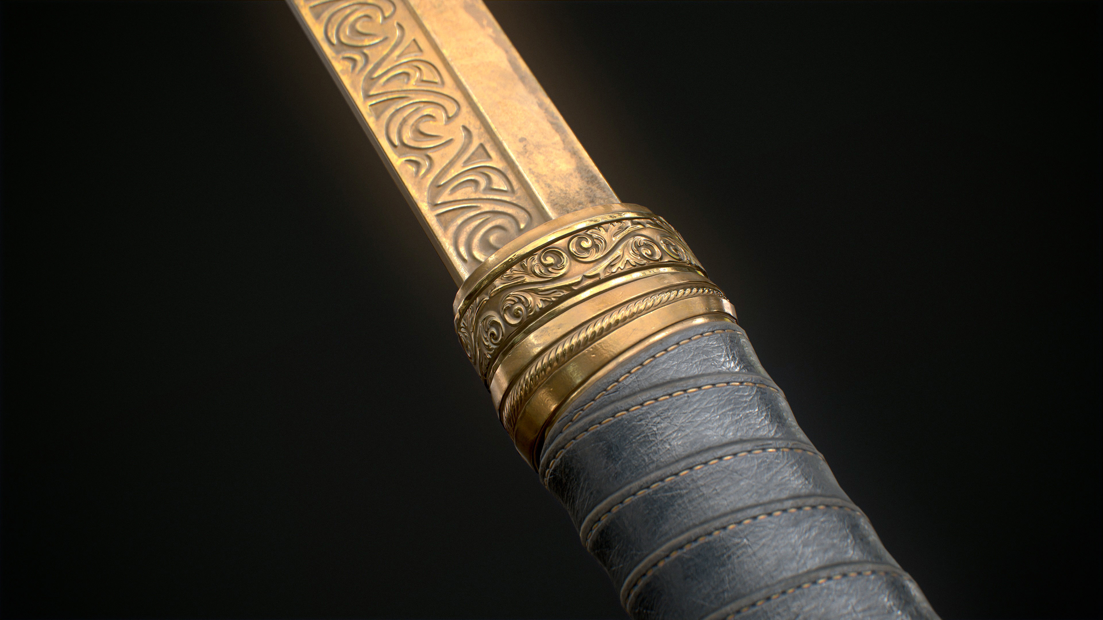 Ornamental sword Low-poly Game-Ready PBR Low-poly 3D model_2