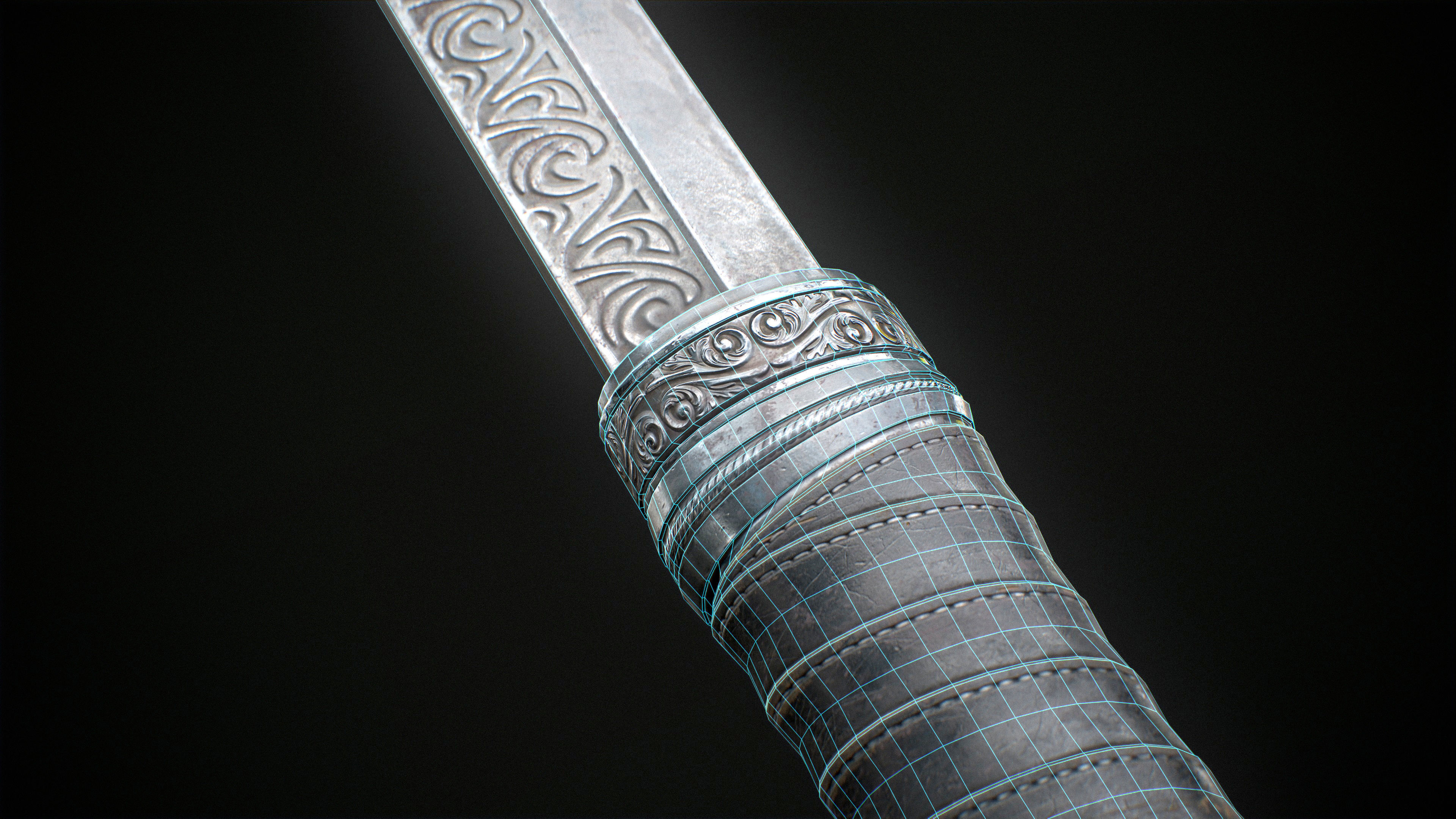 Ornamental sword Low-poly Game-Ready PBR Low-poly 3D model_25