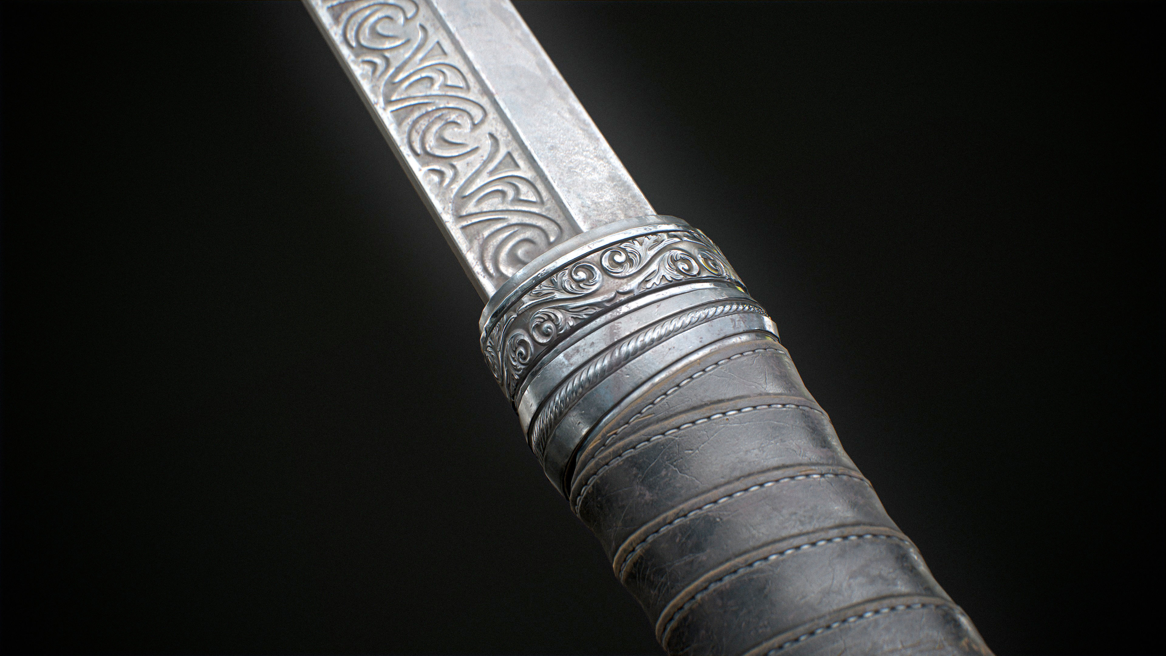 Ornamental sword Low-poly Game-Ready PBR Low-poly 3D model_1