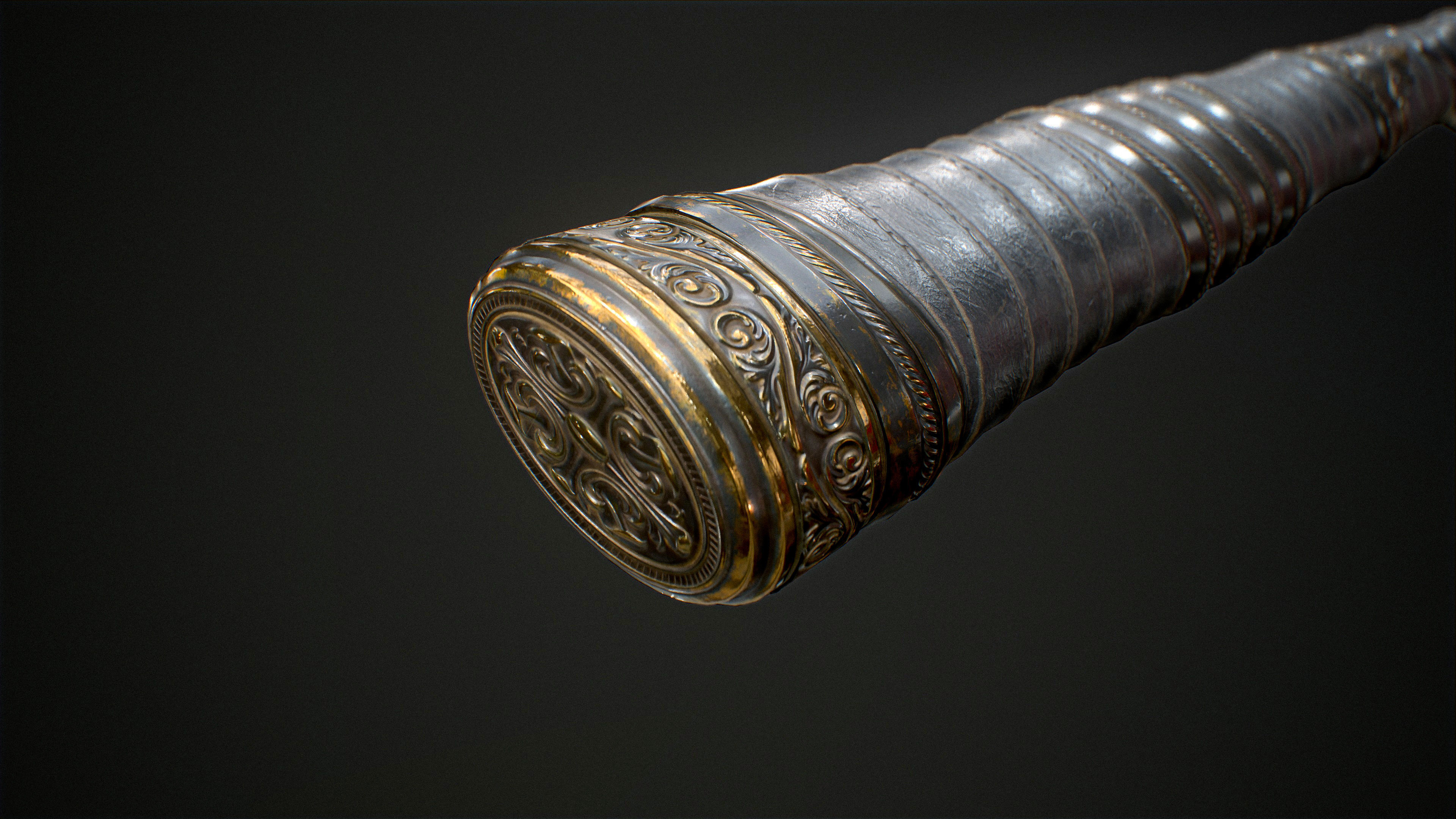 Ornamental sword Low-poly Game-Ready PBR Low-poly 3D model_21