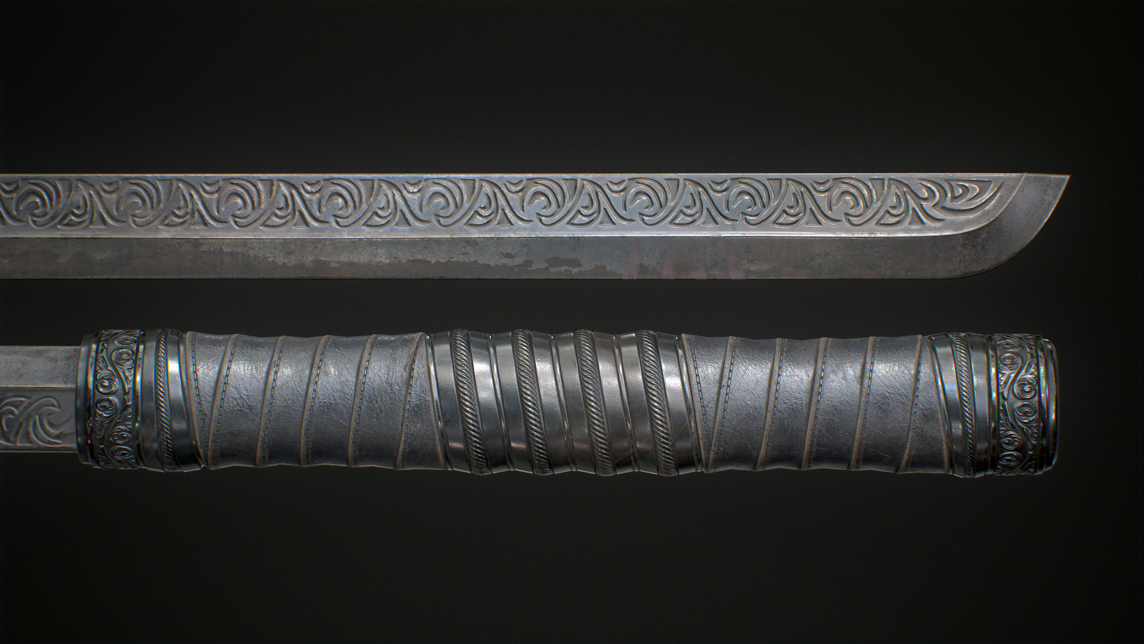 Ornamental sword Low-poly Game-Ready PBR Low-poly 3D model_8
