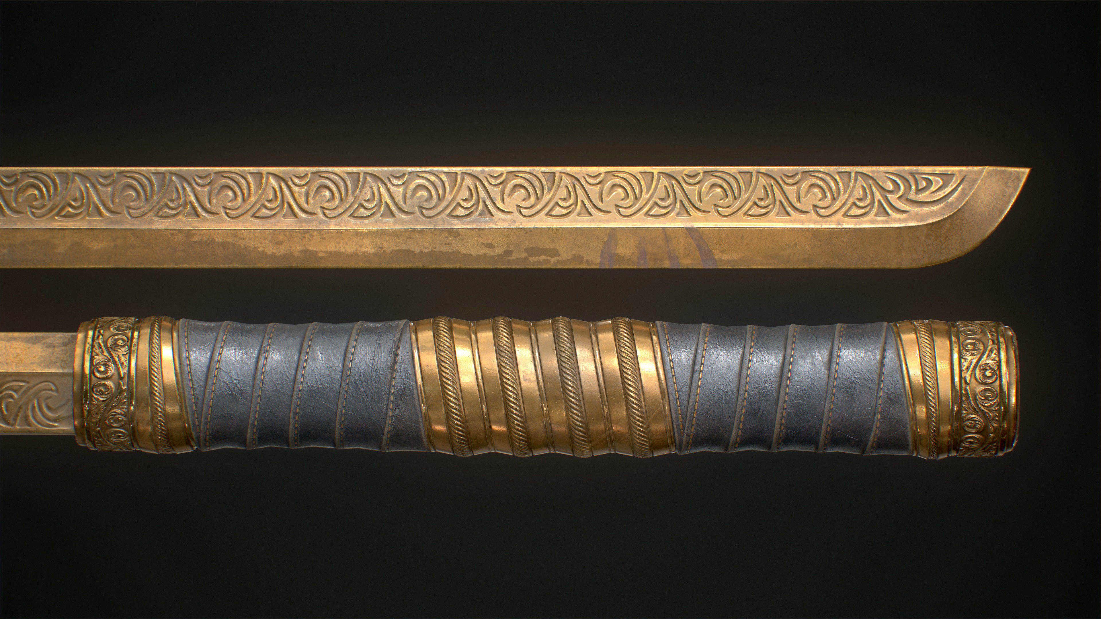 Ornamental sword Low-poly Game-Ready PBR Low-poly 3D model_6