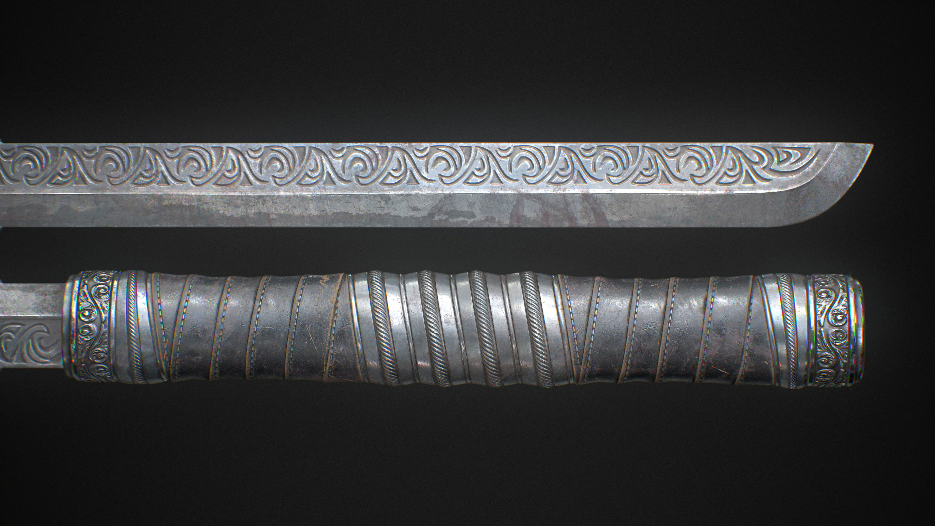 Ornamental sword Low-poly Game-Ready PBR Low-poly 3D model_5