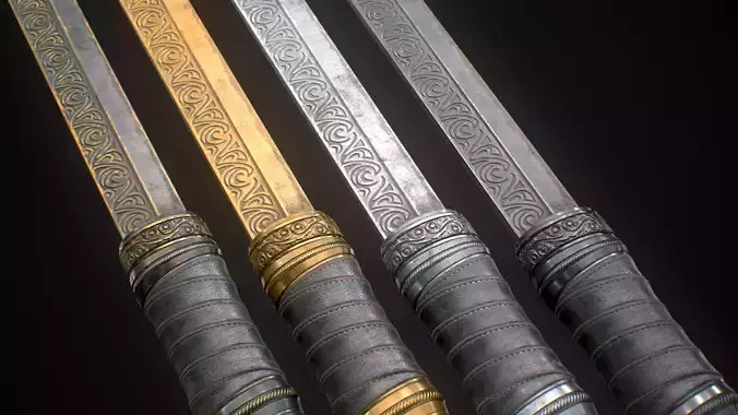 Ornamental sword Low-poly Game-Ready PBR Low-poly 3D model Ornamental sword Low-poly Game-Ready PBR Low-poly 3D model