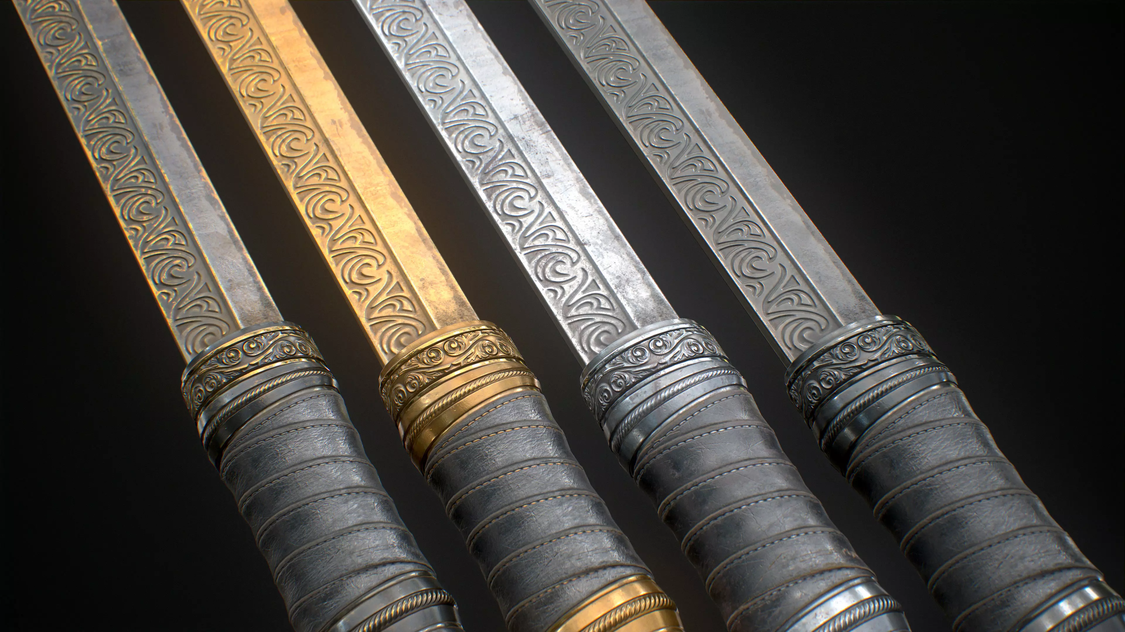 Ornamental sword Low-poly Game-Ready PBR Low-poly 3D model_0