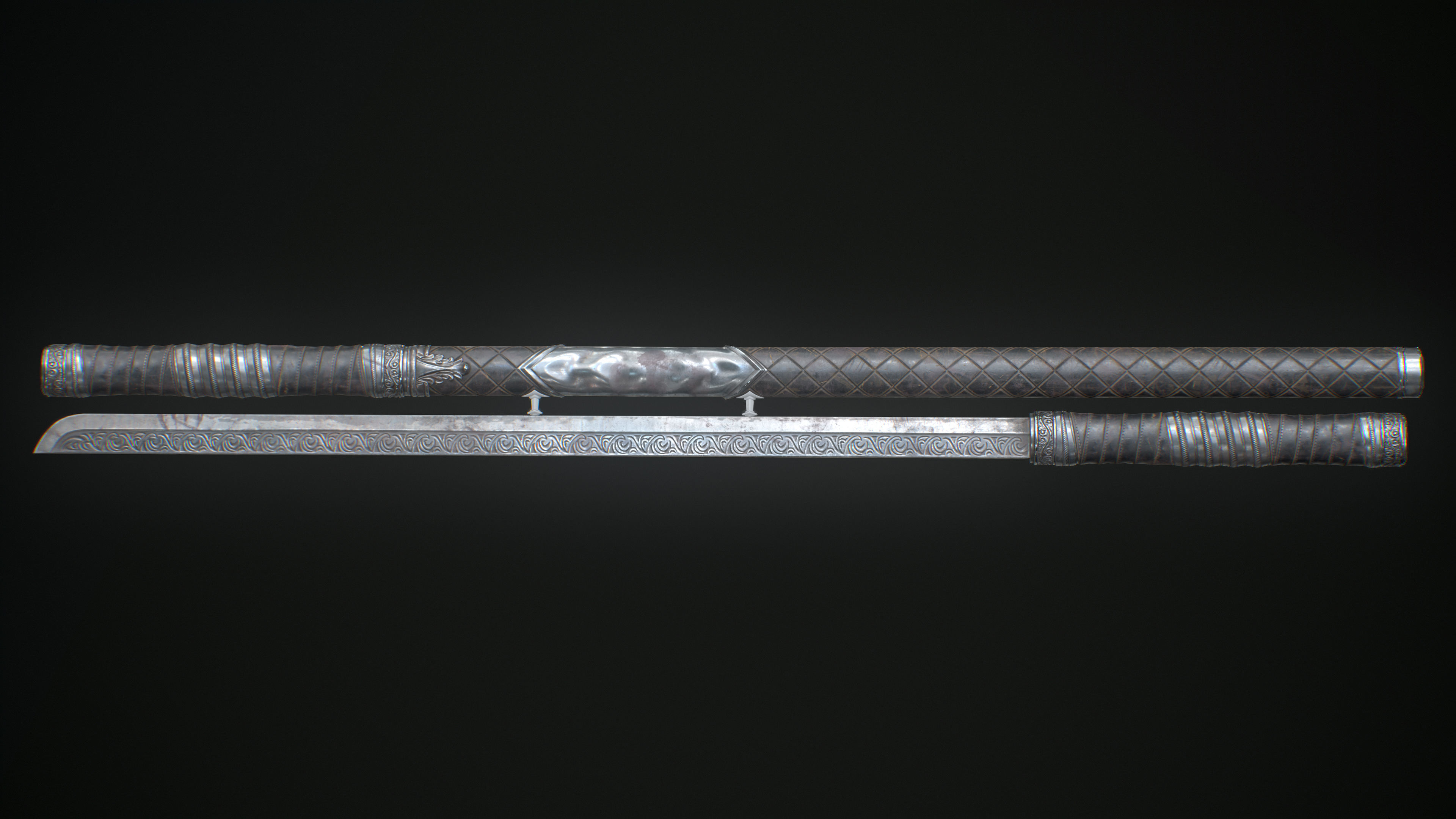 Ornamental sword Low-poly Game-Ready PBR Low-poly 3D model_23