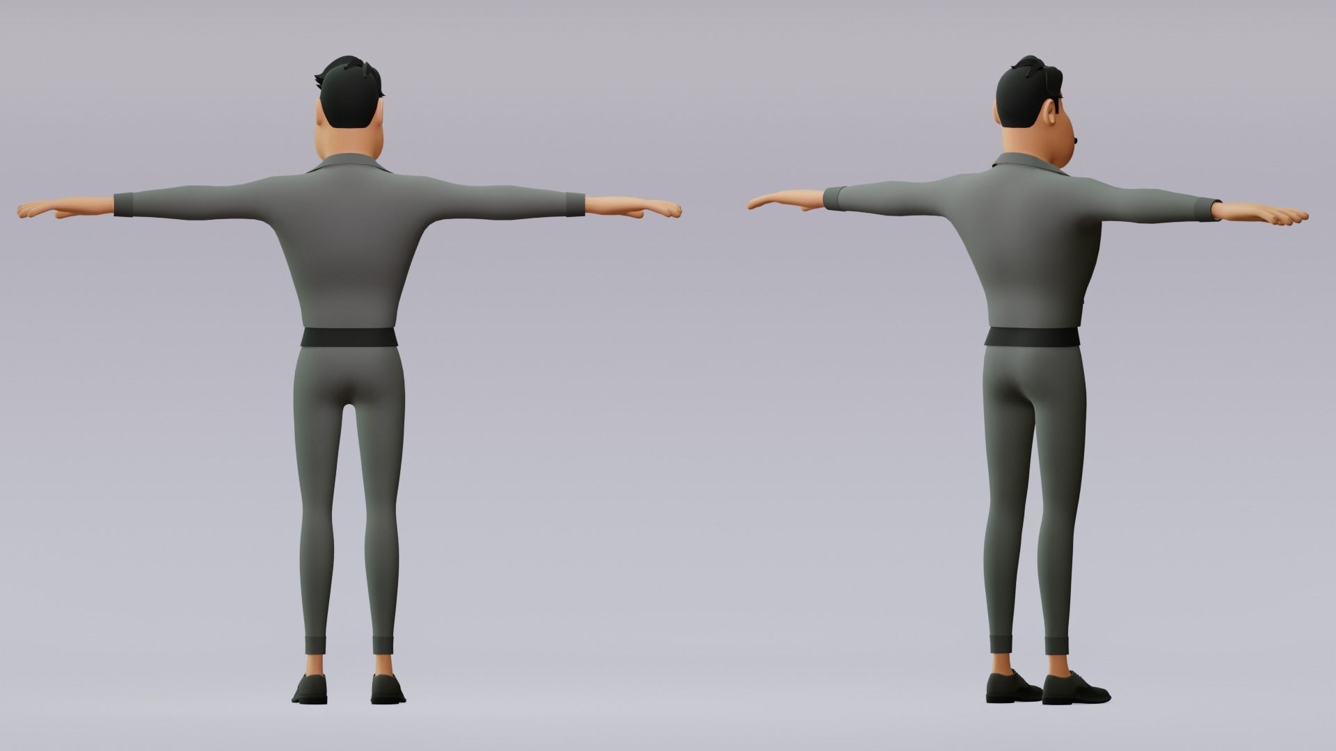 Male cartoon character with 4 outfit Low-poly 3D model_4