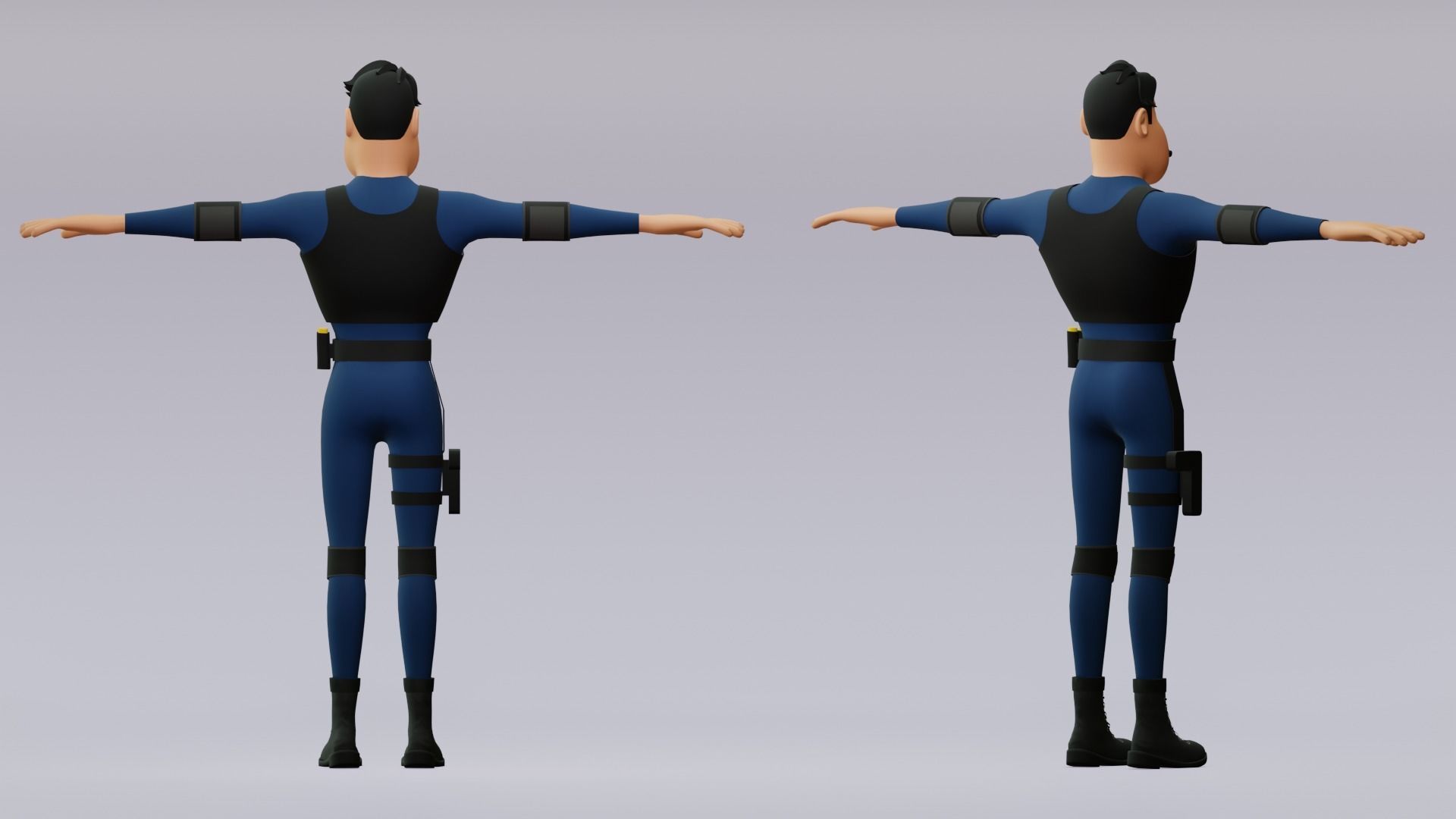 Male cartoon character with 4 outfit Low-poly 3D model_13