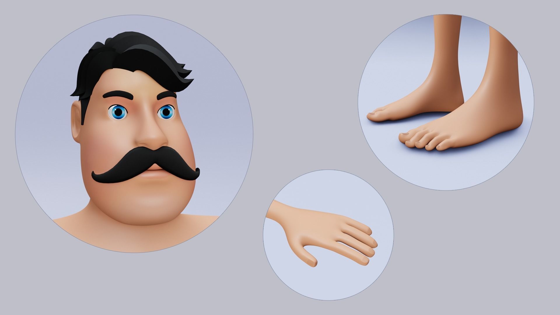 Male cartoon character with 4 outfit Low-poly 3D model_2
