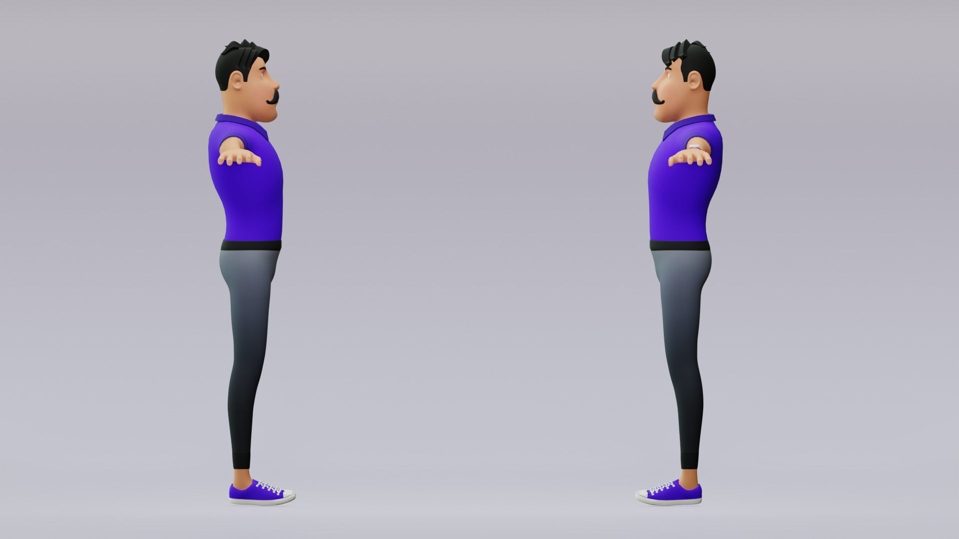 Male cartoon character with 4 outfit Low-poly 3D model_8