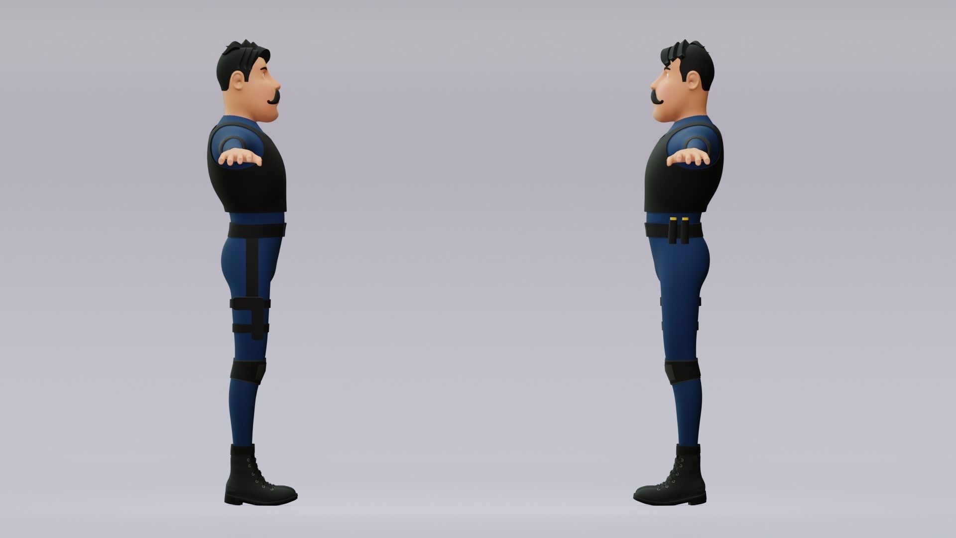 Male cartoon character with 4 outfit Low-poly 3D model_14