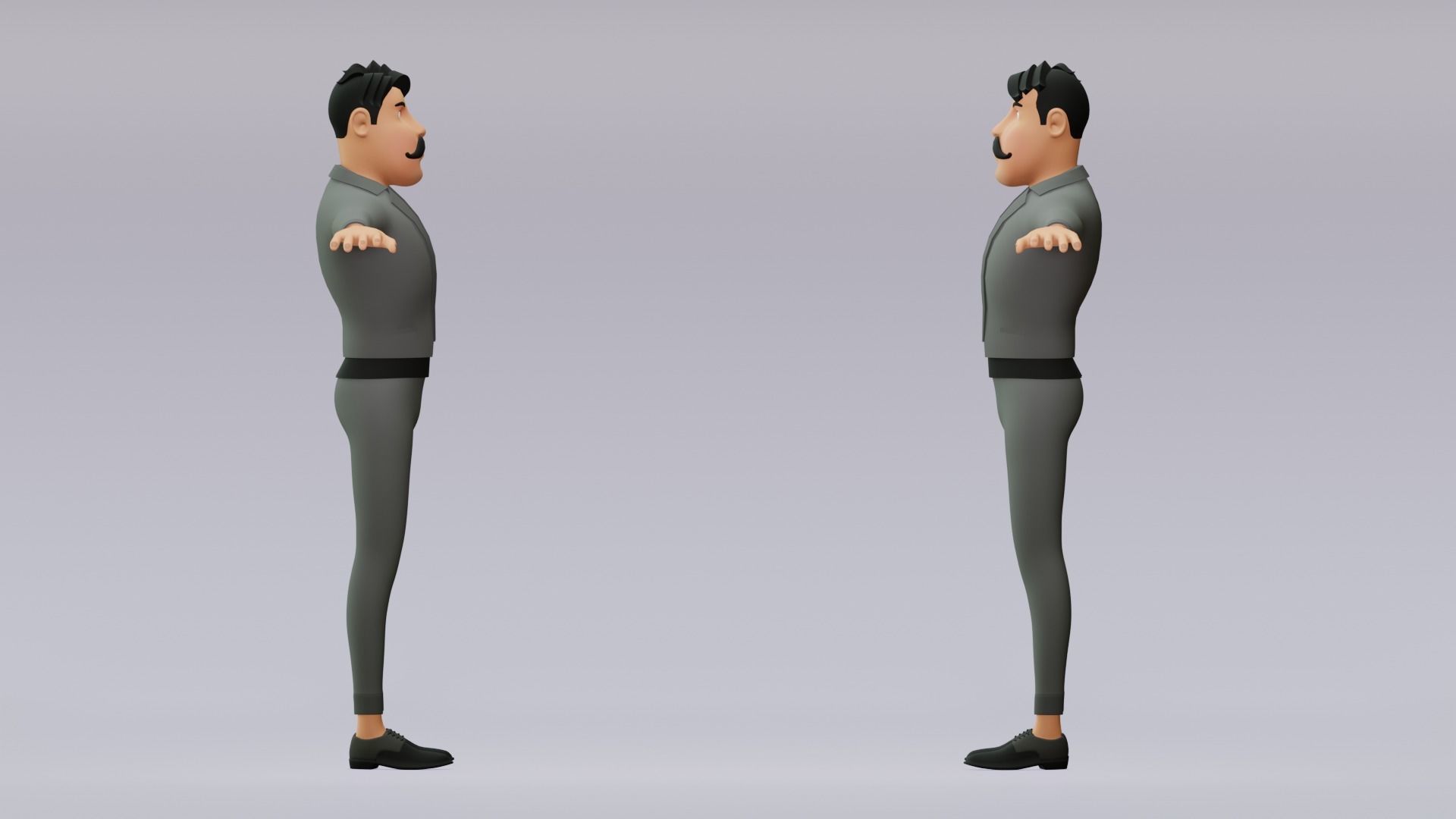 Male cartoon character with 4 outfit Low-poly 3D model_5