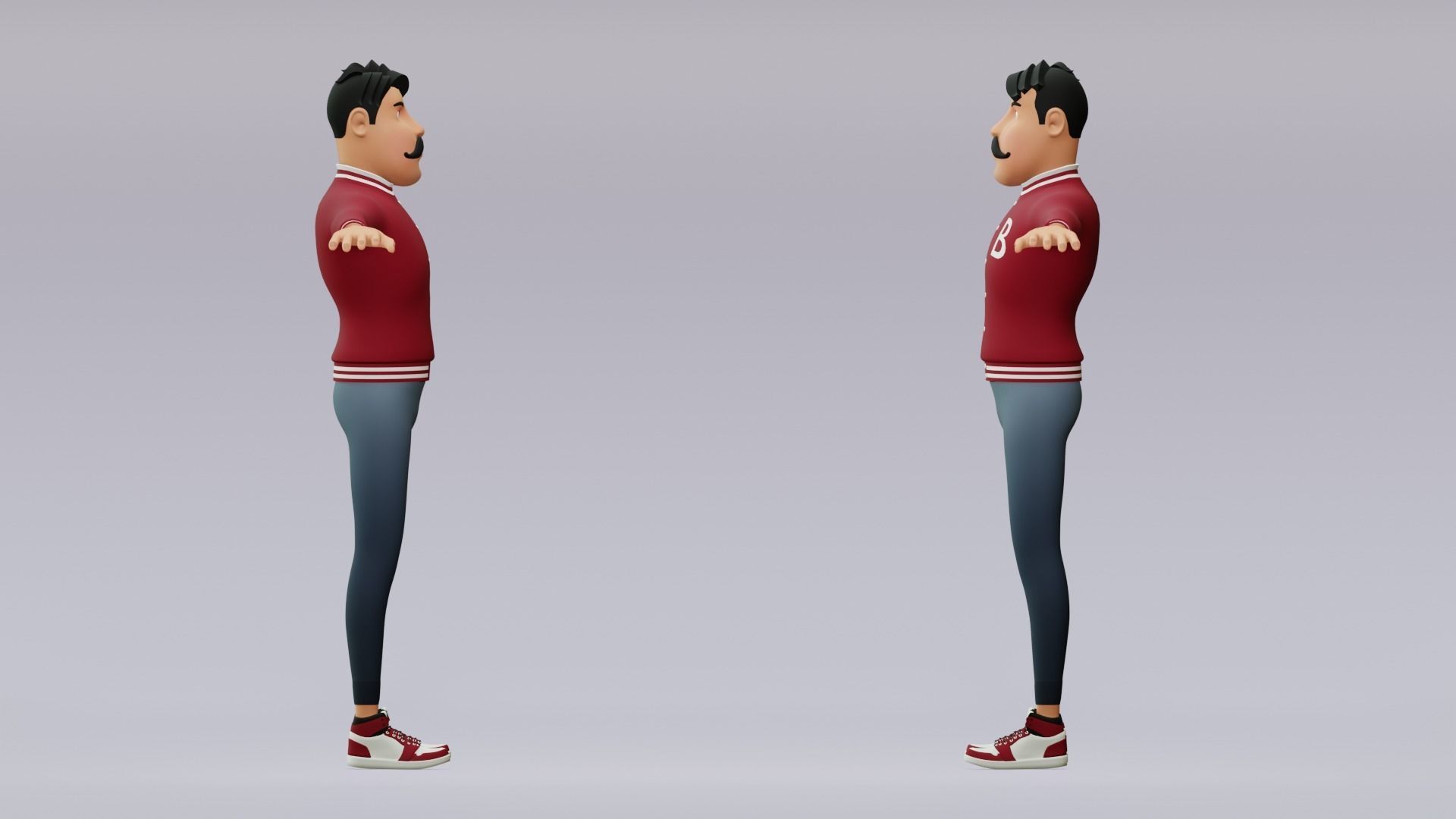 Male cartoon character with 4 outfit Low-poly 3D model_11