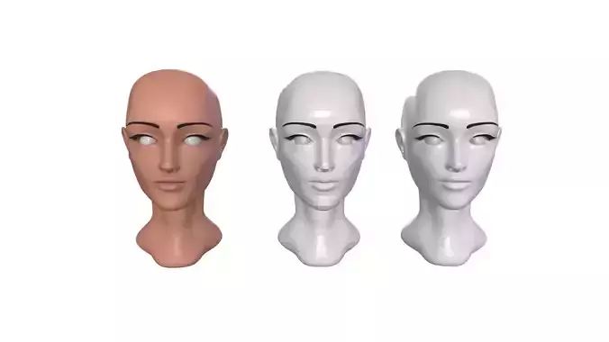 Female Head Base mesh Low-poly 3D model