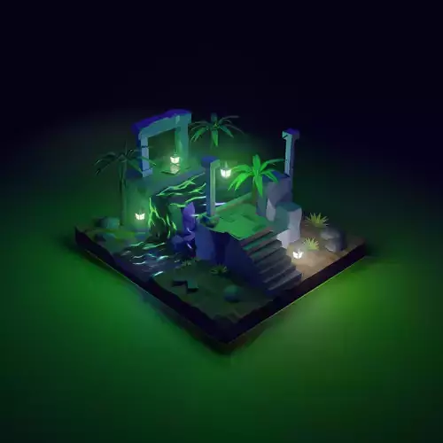 3d jungle deserted island Low-poly 3D model