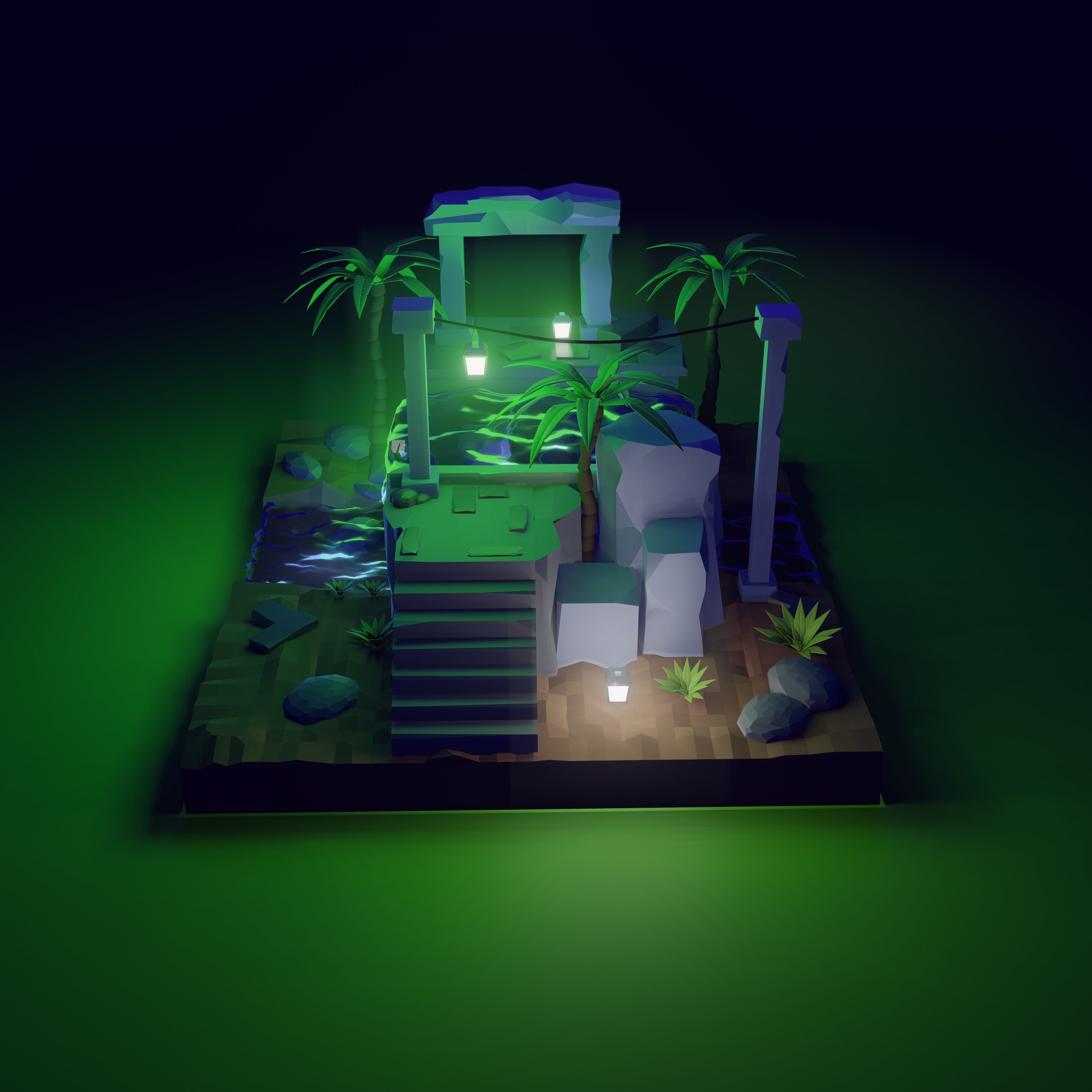 3d jungle deserted island Low-poly 3D model_2