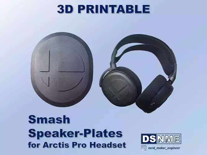 3D-printable Speaker-Plates Arctis Pro Headset - Smash Bros