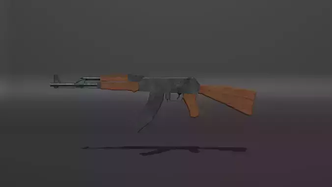 AK47 weapon Low Poly 