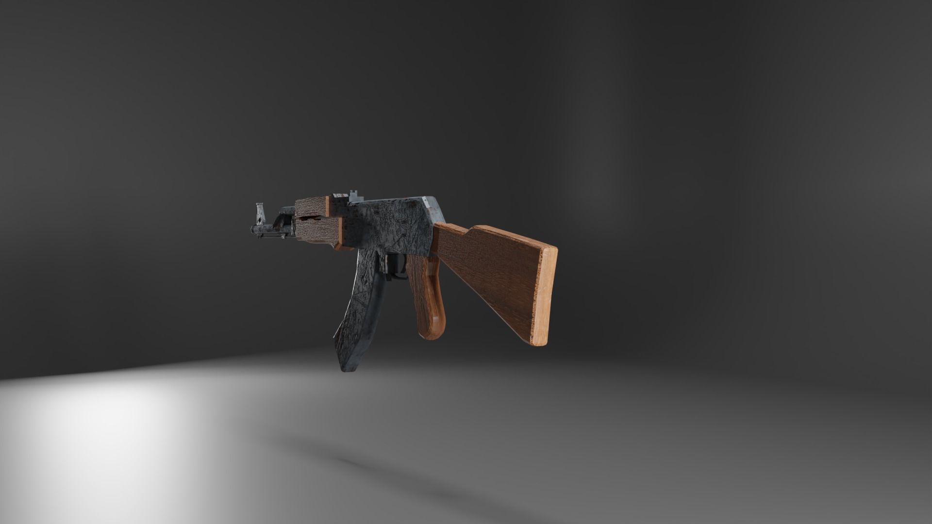 AK47 weapon Low Poly  Low-poly 3D model_4
