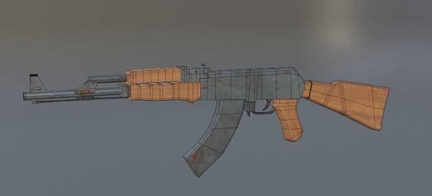 AK47 weapon Low Poly  Low-poly 3D model_5