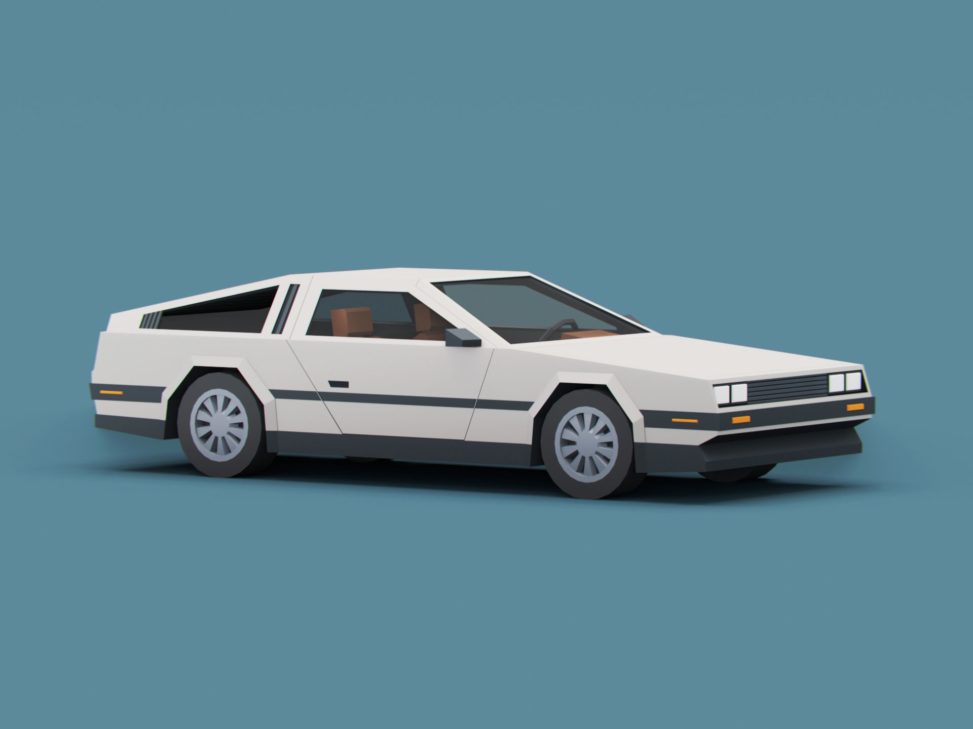 Stylized Cartoon Sport Coupe Car 80s Low-poly 3D model_6