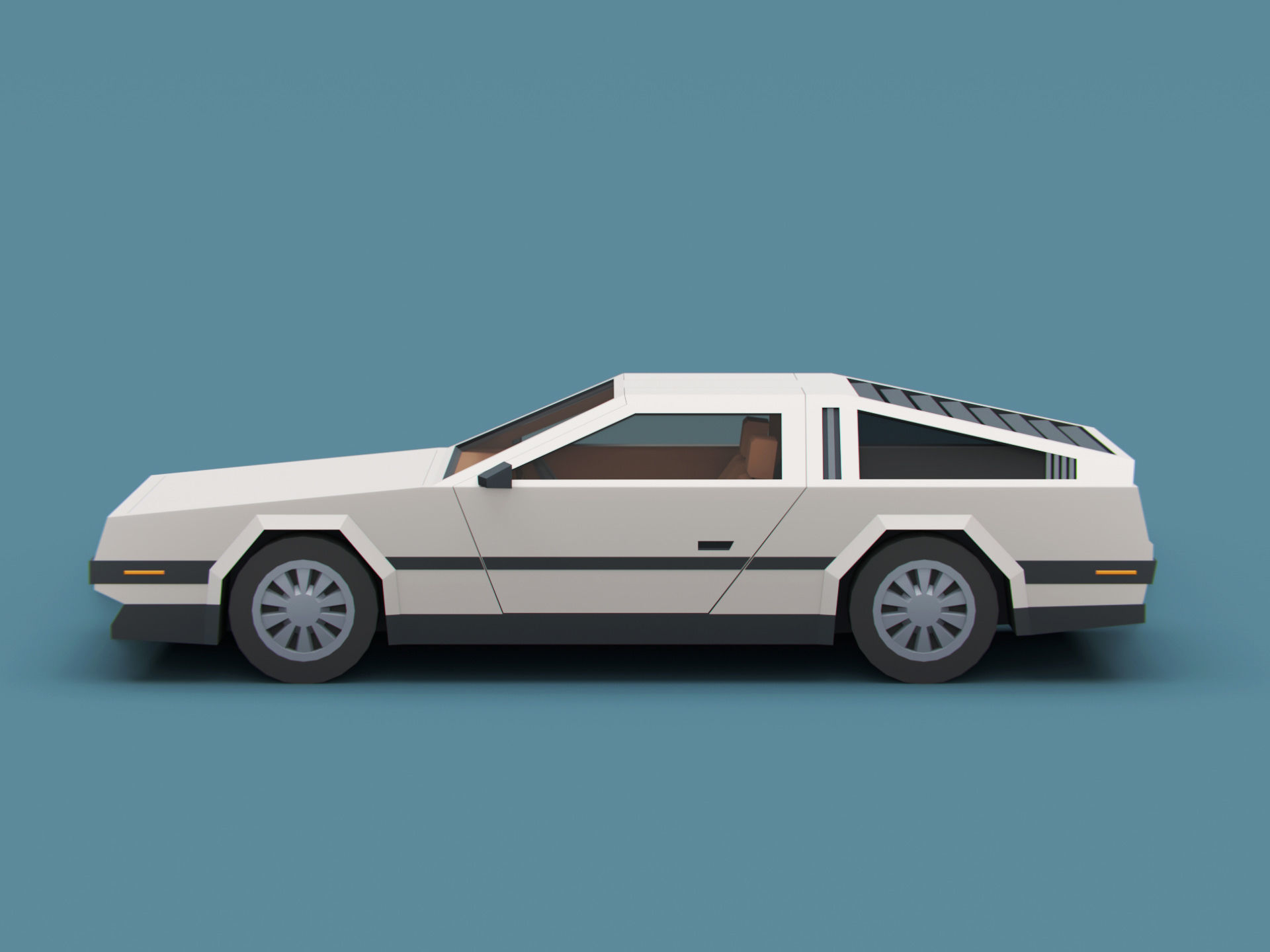 Stylized Cartoon Sport Coupe Car 80s Low-poly 3D model_5