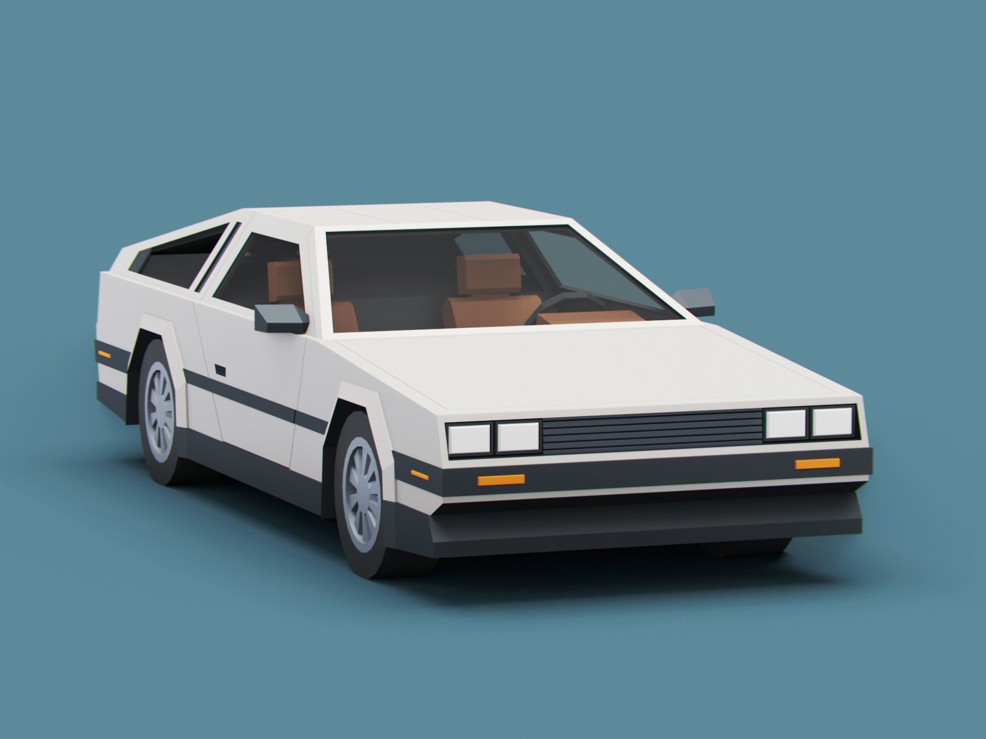 Stylized Cartoon Sport Coupe Car 80s Low-poly 3D model_3