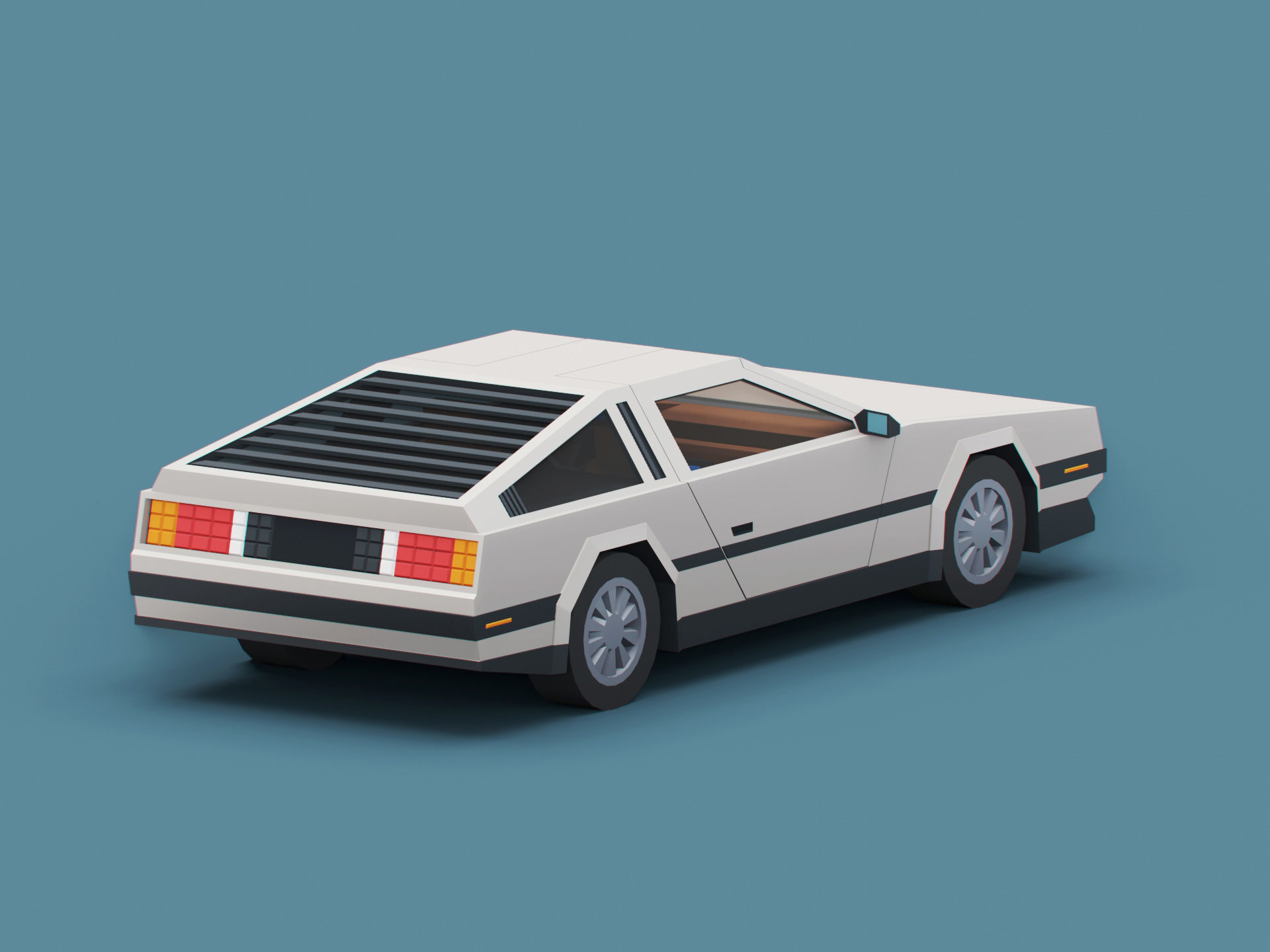 Stylized Cartoon Sport Coupe Car 80s Low-poly 3D model_1